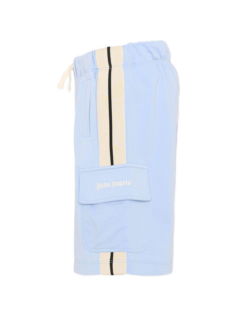 Shorts per bambino Palm Angels Kids azzurri con chiusura a coulisse PBCL004S26FLE001 960 PALM ANGELS KIDS