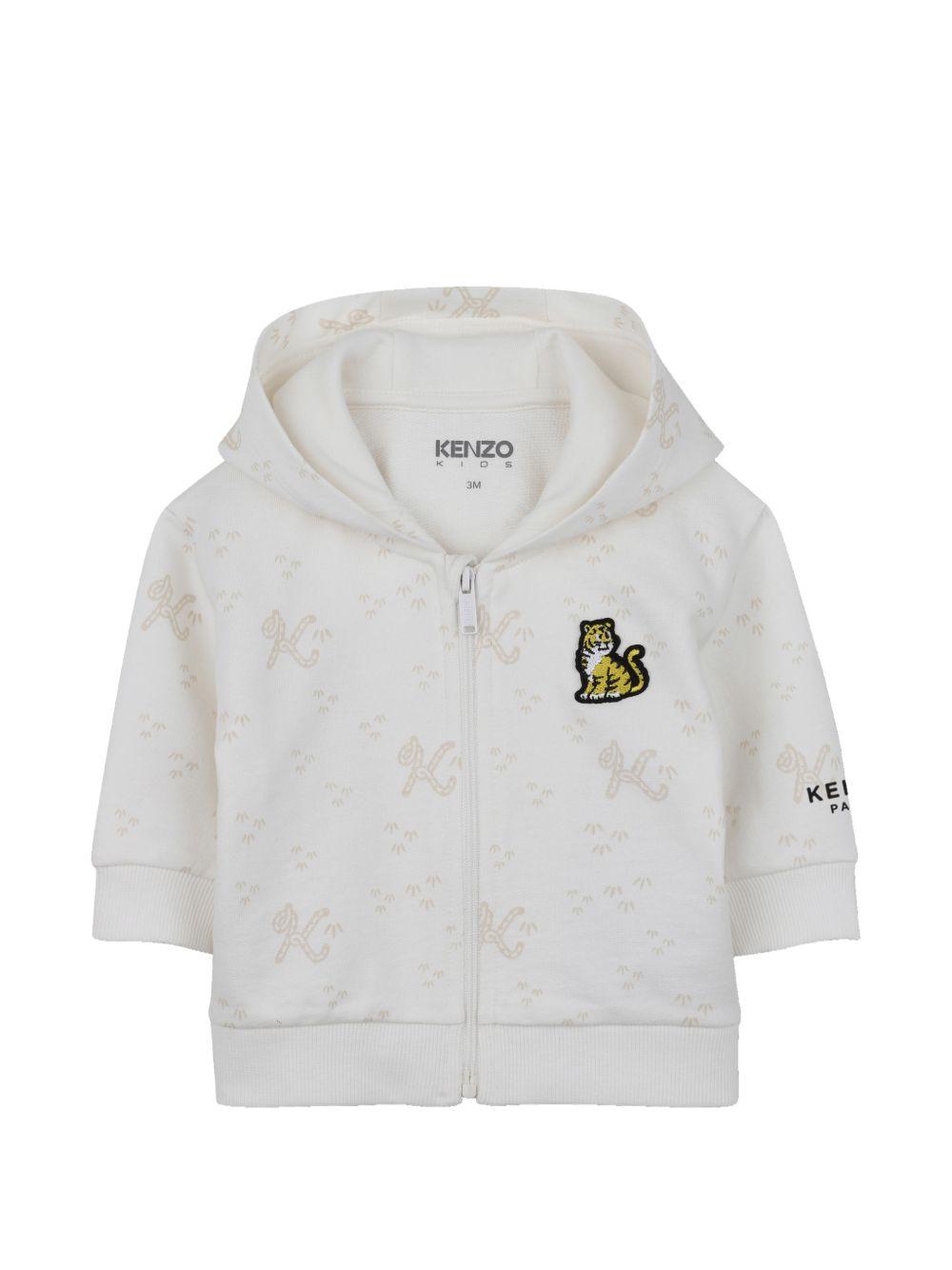 Set tre pezzi tuta sportiva per neonato Kenzo Kids bianco con stampa tigre K61617 117 KENZO KIDS