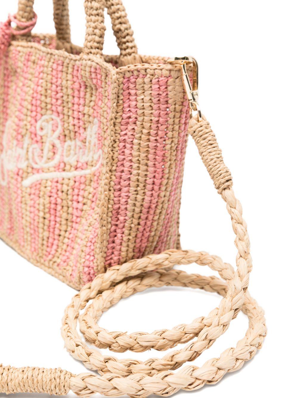 Borsa Vanity Mini MC2 Saint Barth beige e rosa con motivo a righe VAMI004 02522L MC2 ST. BARTH KIDS