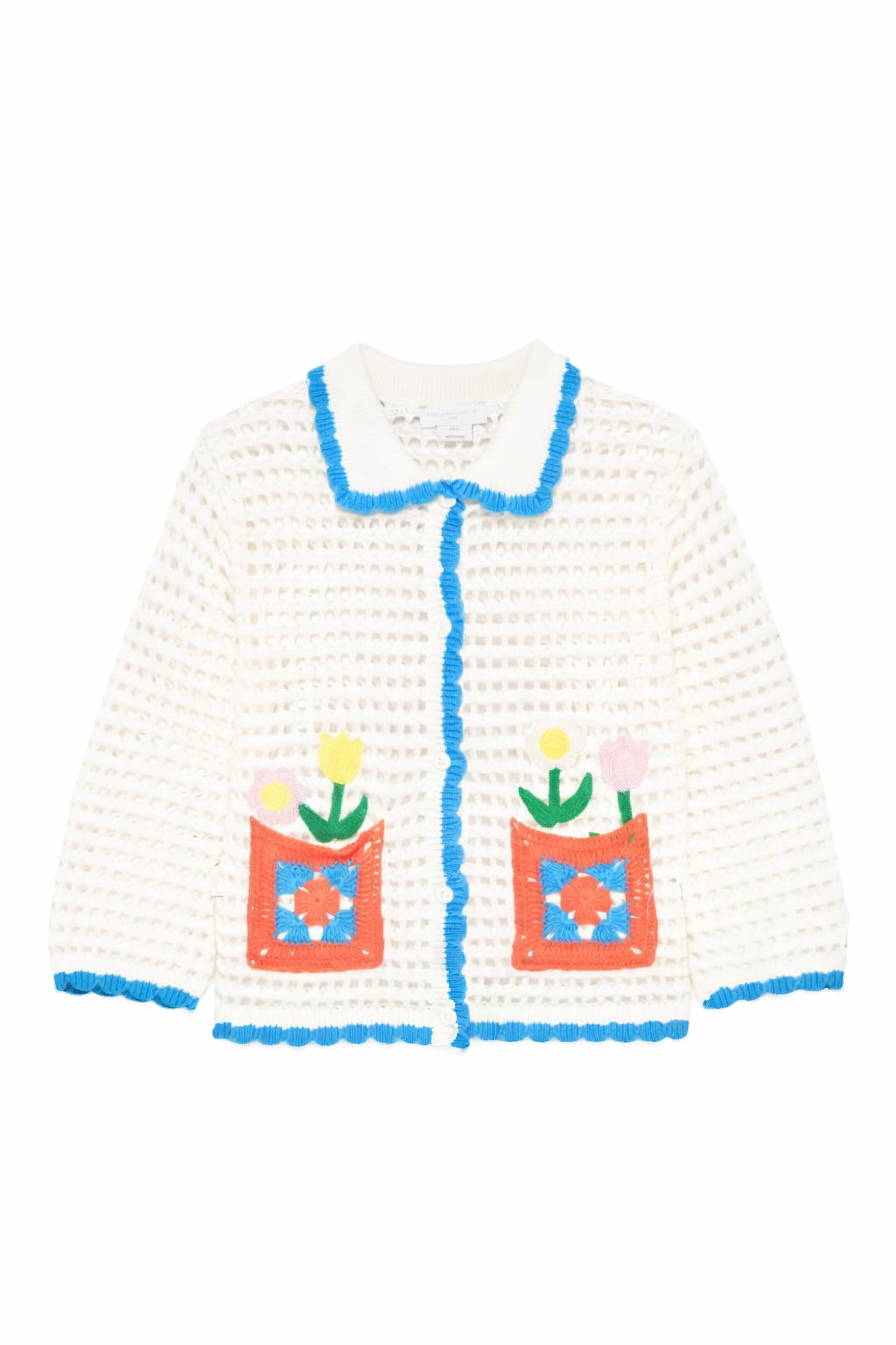 Cardigan per bambina Stella McCartney Kids bianco con dettagli floreali ricamati TY9A10 Z1876 101 STELLA McCARTNEY KIDS