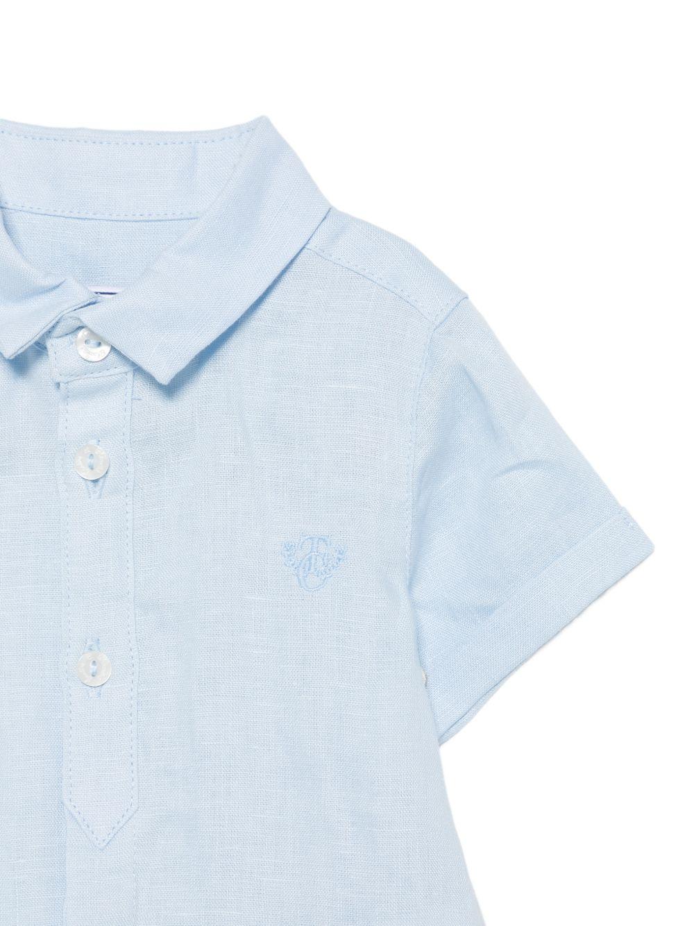 Camicia per neonato Tartine Et Chocolat azzurra con logo ricamato sul davanti CC12011 44 TArtine & Chocolat KIDS