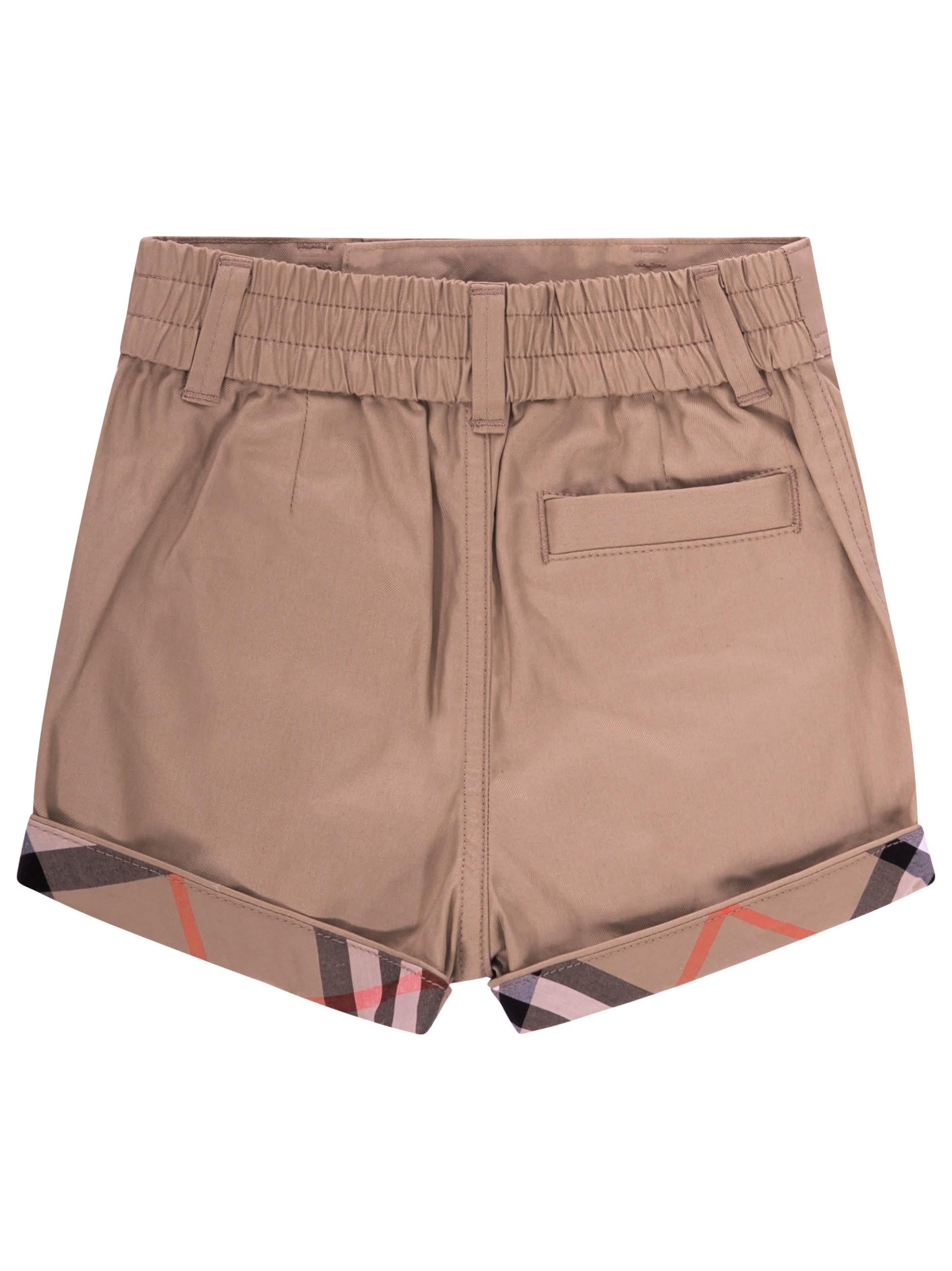 Shorts per neonati Burberry Kids beige con risvolto Check 8121233 B9719 BURBERRY KIDS