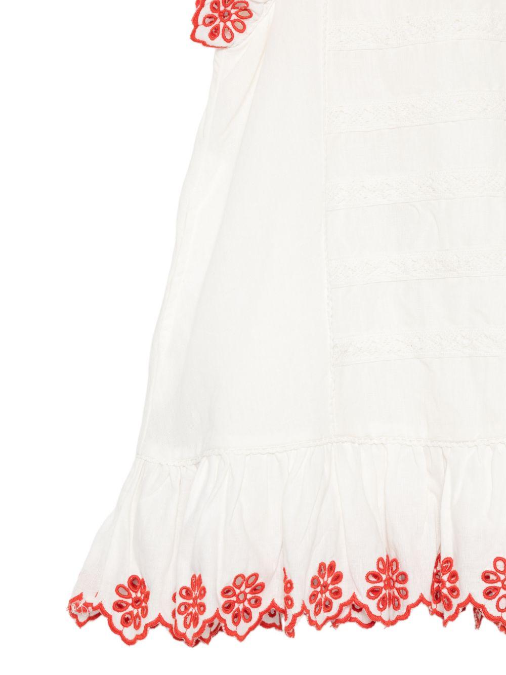Abito per bambina Stella McCartney Kids bianco con decorazioni floreali rosse TY1E72 Z0138 101 STELLA McCARTNEY KIDS