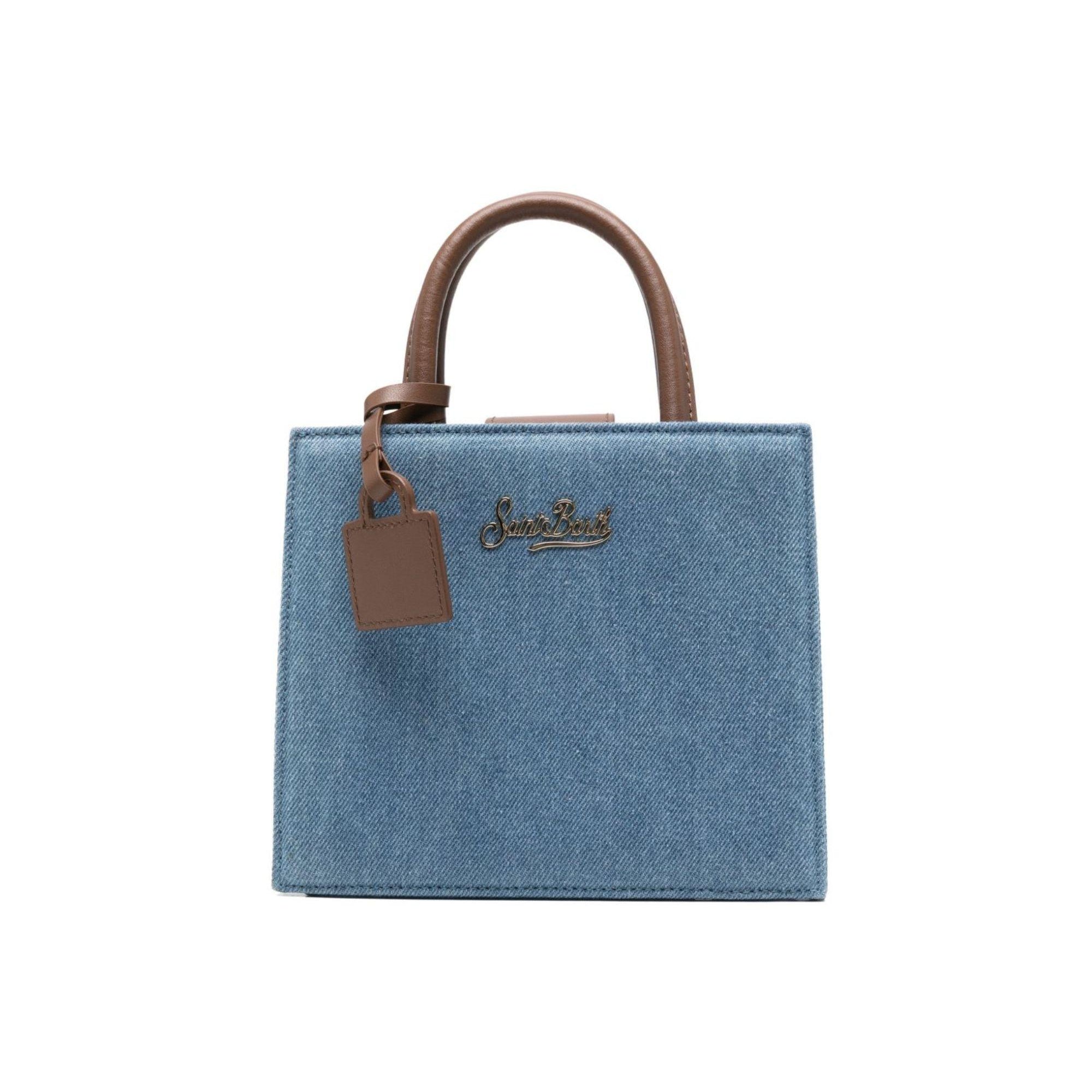 Borsa Shop mini MC2 Saint Barth denim con targhetta logo metallica sul fronte SHBM0002 00009L MC2 ST. BARTH KIDS