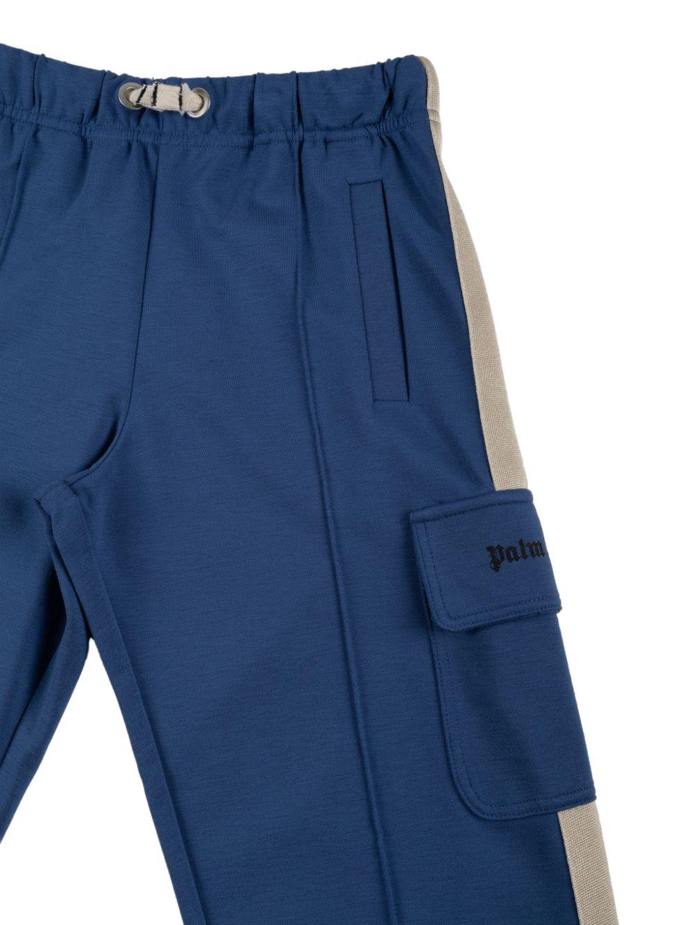 Pantaloni cargo per bambino Palm Angels Kids blu con tasche a soffietto PBCJ008S26FLE001 060 PALM ANGELS KIDS