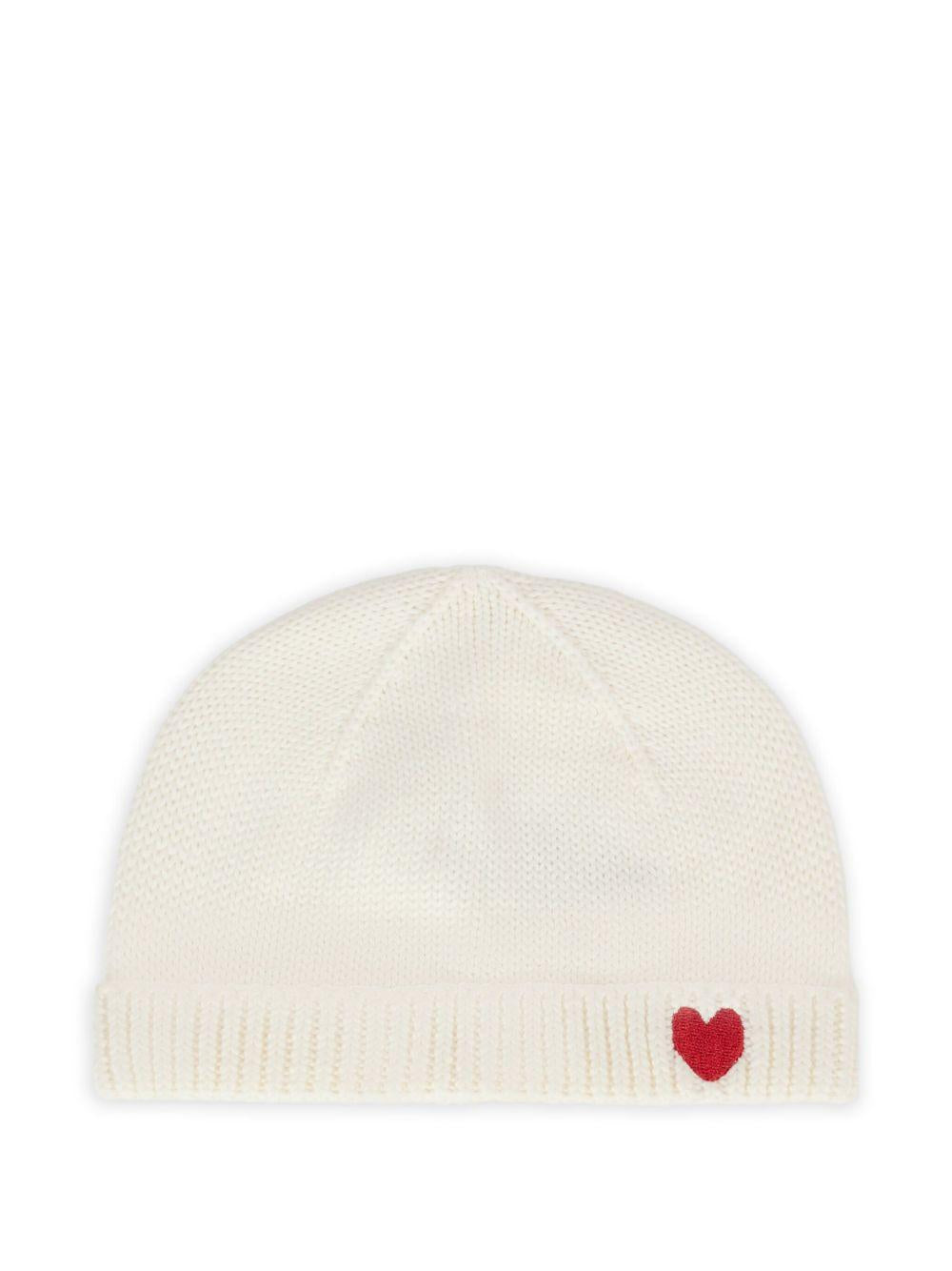 Cappello per neonati Petit Bateau bianco con ricamo a forma di cuore A0DRP 01 PETIT BATEAU KIDS