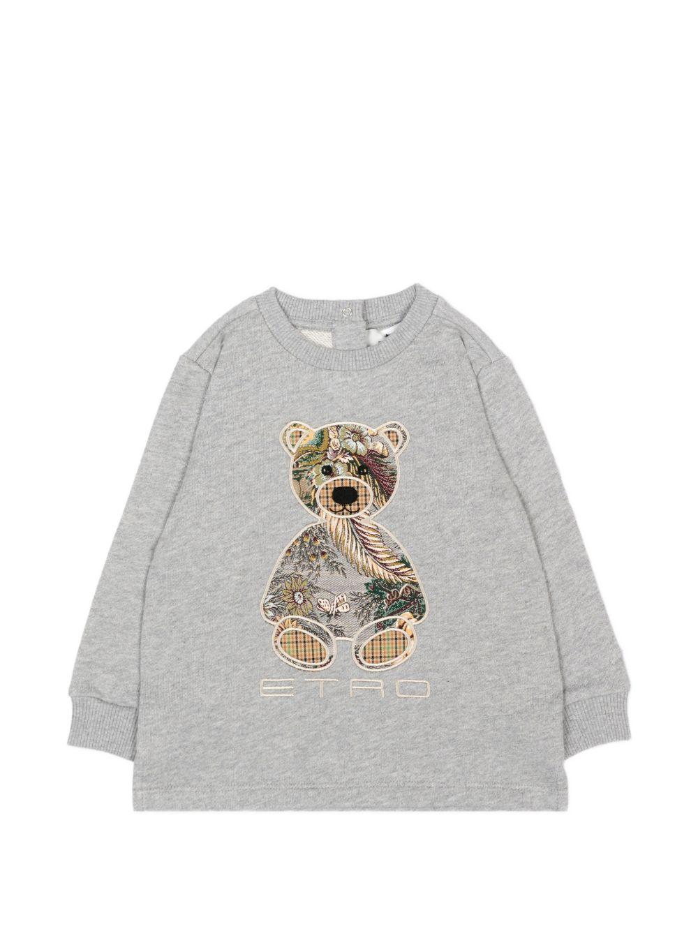 Felpa per neonato Etro Kids grigia con stampa orsetto sul davanti GZ4500 Z3188 806 ETRO KIDS