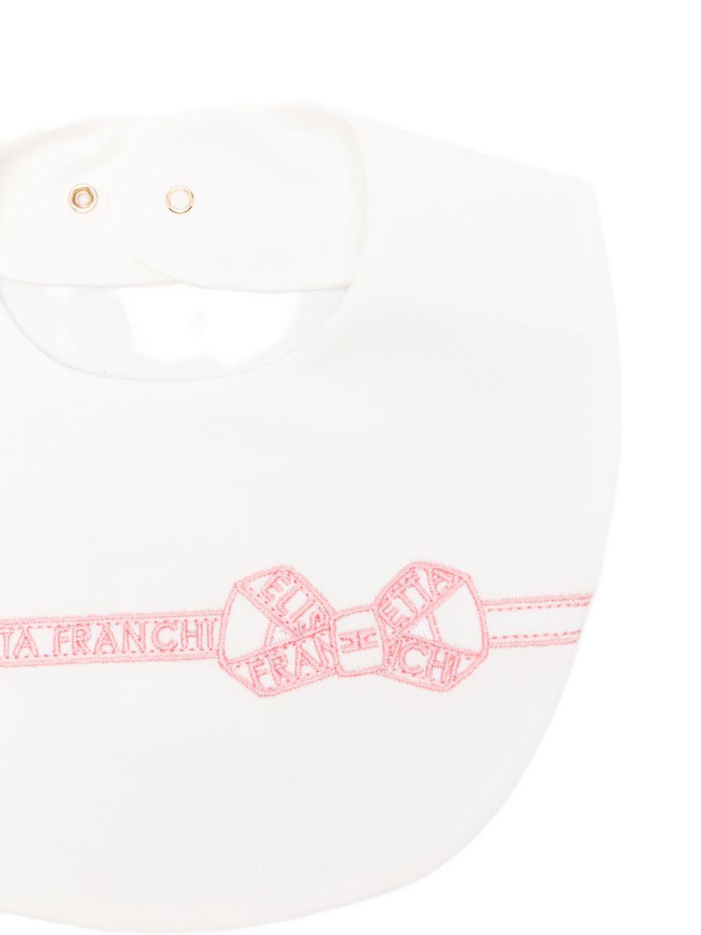 Bavaglino per neonata Elisabetta Franchi La Mia Bambina bianco con fiocco ENBA0660JF054 0285 ElISABETTA FRANCHI