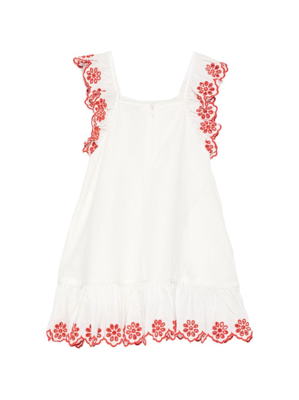 Abito per bambina Stella McCartney Kids bianco con decorazioni floreali rosse TY1E72 Z0138 101 STELLA McCARTNEY KIDS