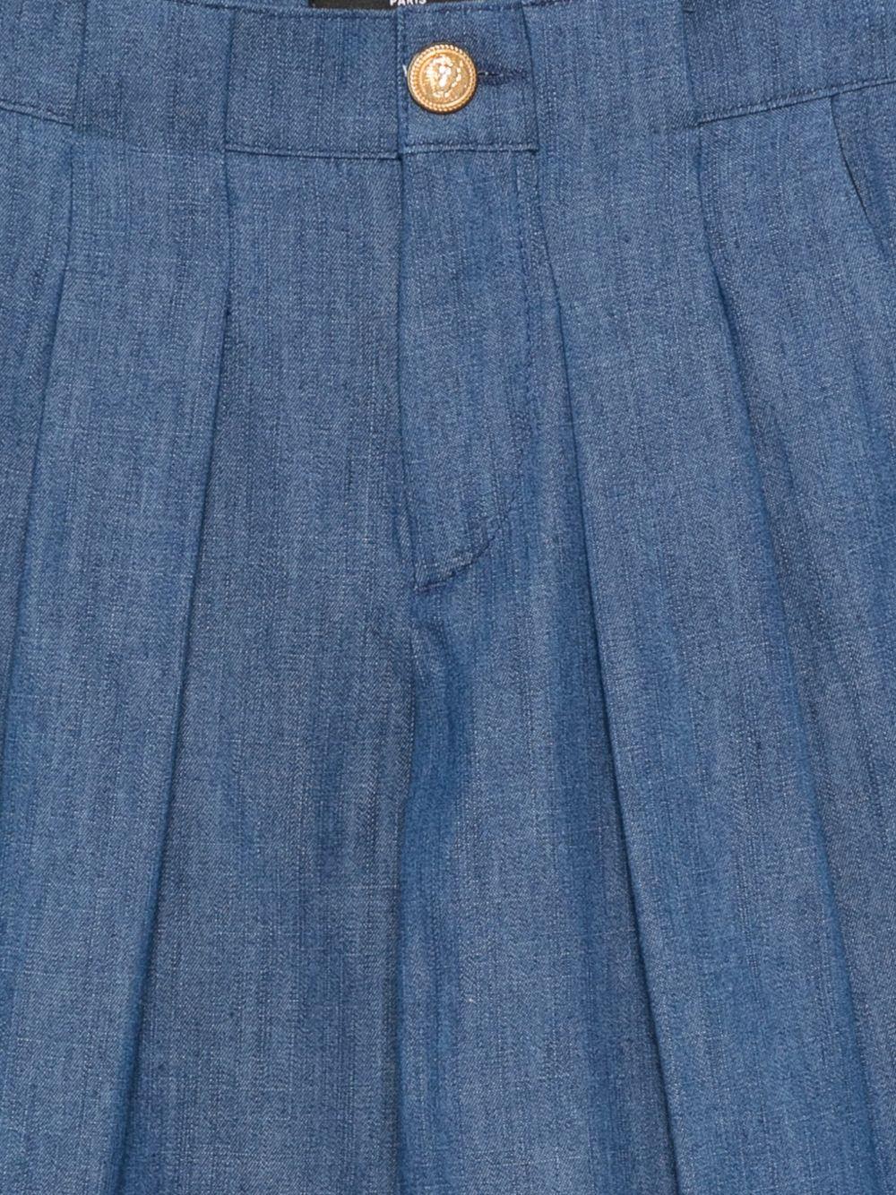 Pantaloni per bambino Balmain Kids blu con pieghe anteriori BY6R50 P0588 625 BALMAIN KIDS