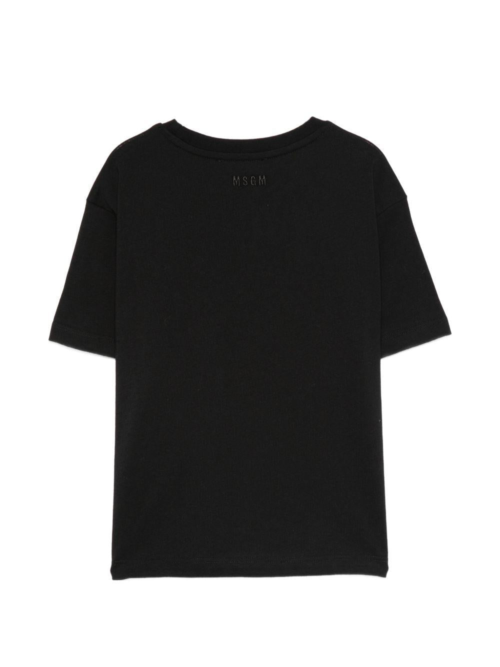 T-shirt per bambina MSGM Kids nero con applicazioni S6MSJGTH099 110 MSGM KIDS
