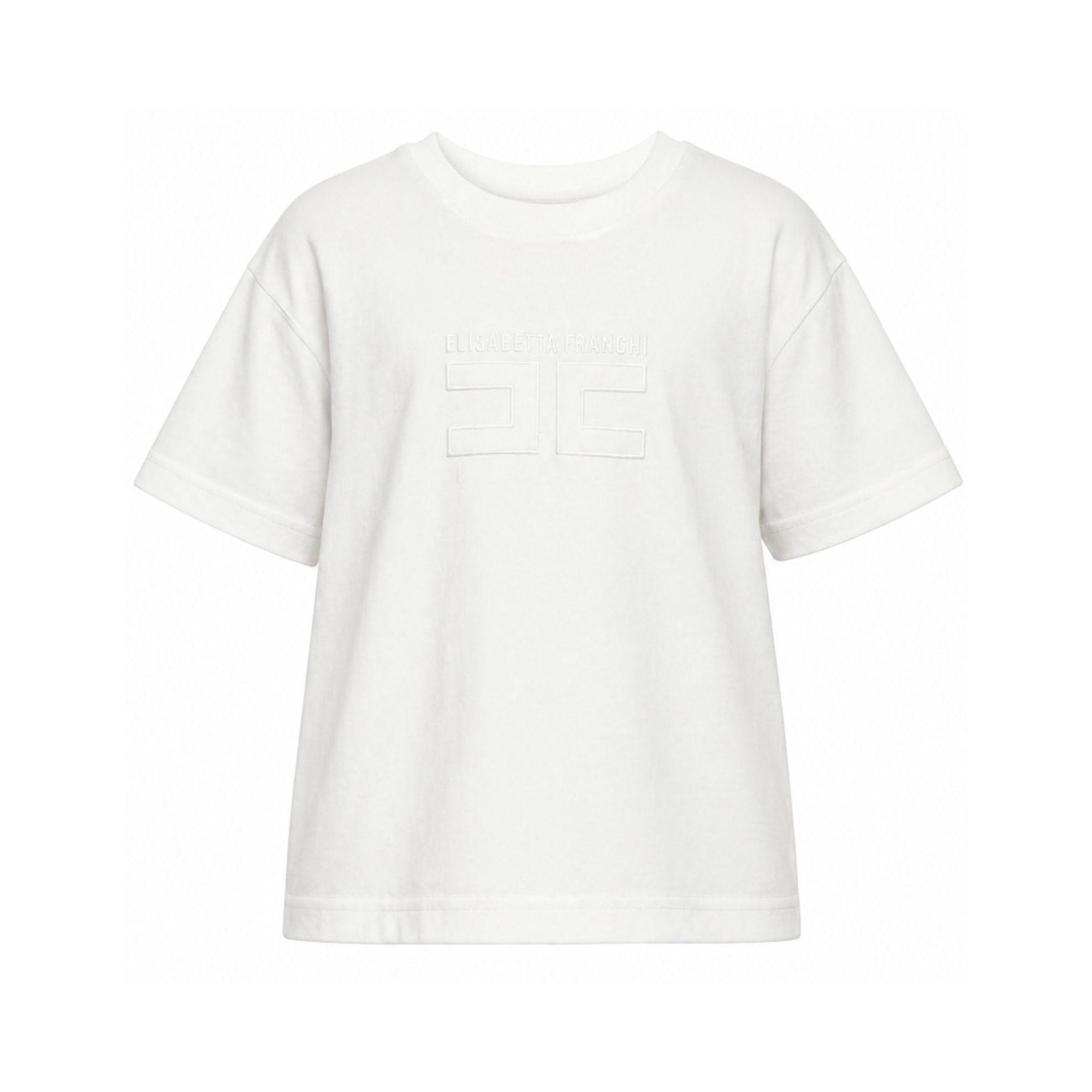 T-shirt per bambina Elisabetta Franchi La Mia Bambina bianca con logo sul davanti EFTS2560JE006 0004 ElISABETTA FRANCHI KIDS