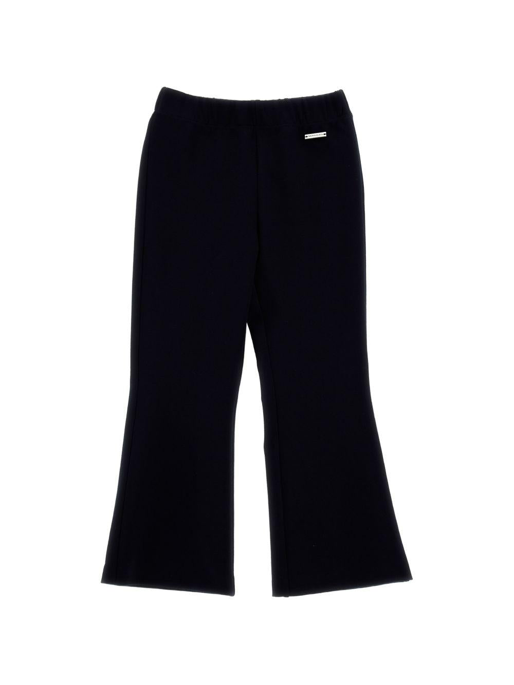Pantaloni svasati per bambina Monnalisa Kids blu con placca logo 17H403 8220 0056 MONNALISA KIDS