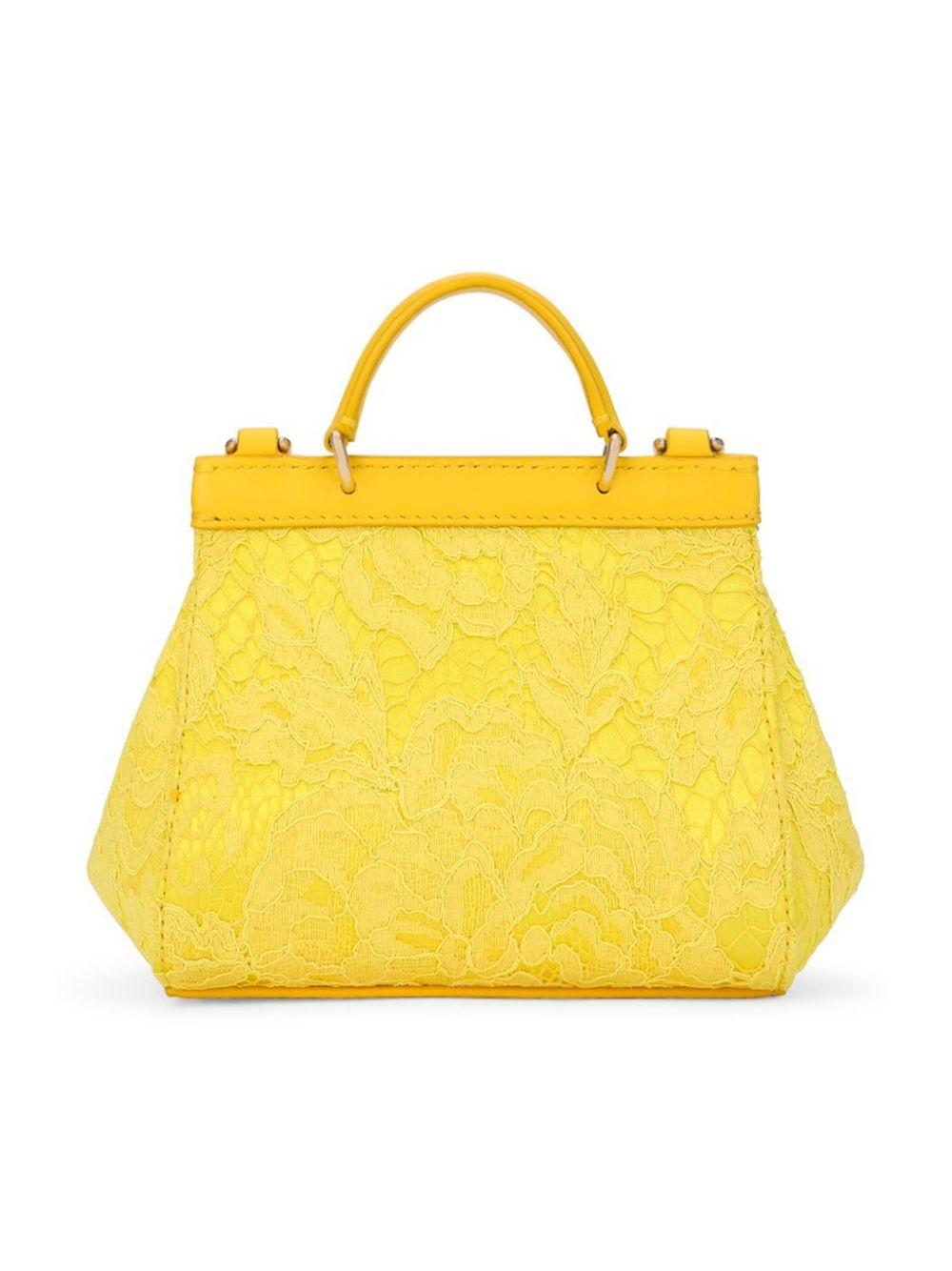 Borsa tote per bambina Dolce & Gabbana Kids gialla con placca logo sul davanti EB0003 AB011 80210 DOLCE & GABBANA KIDS