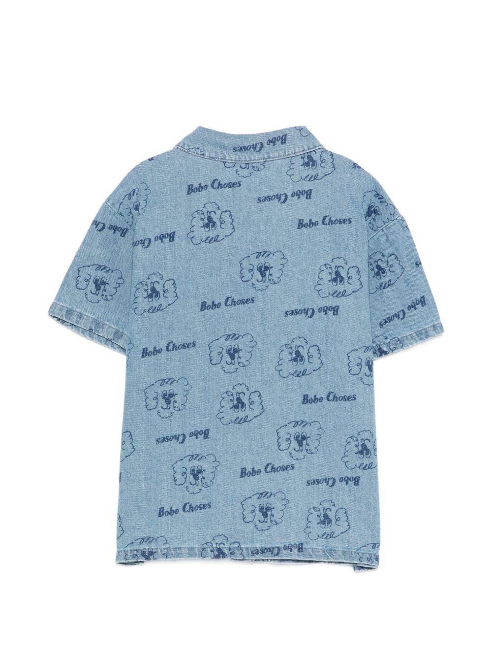 Camicia per bambino Bobo Choses denim con stampa grafica Pickle The Dog B126AC037 461 BOBO CHOSES KIDS