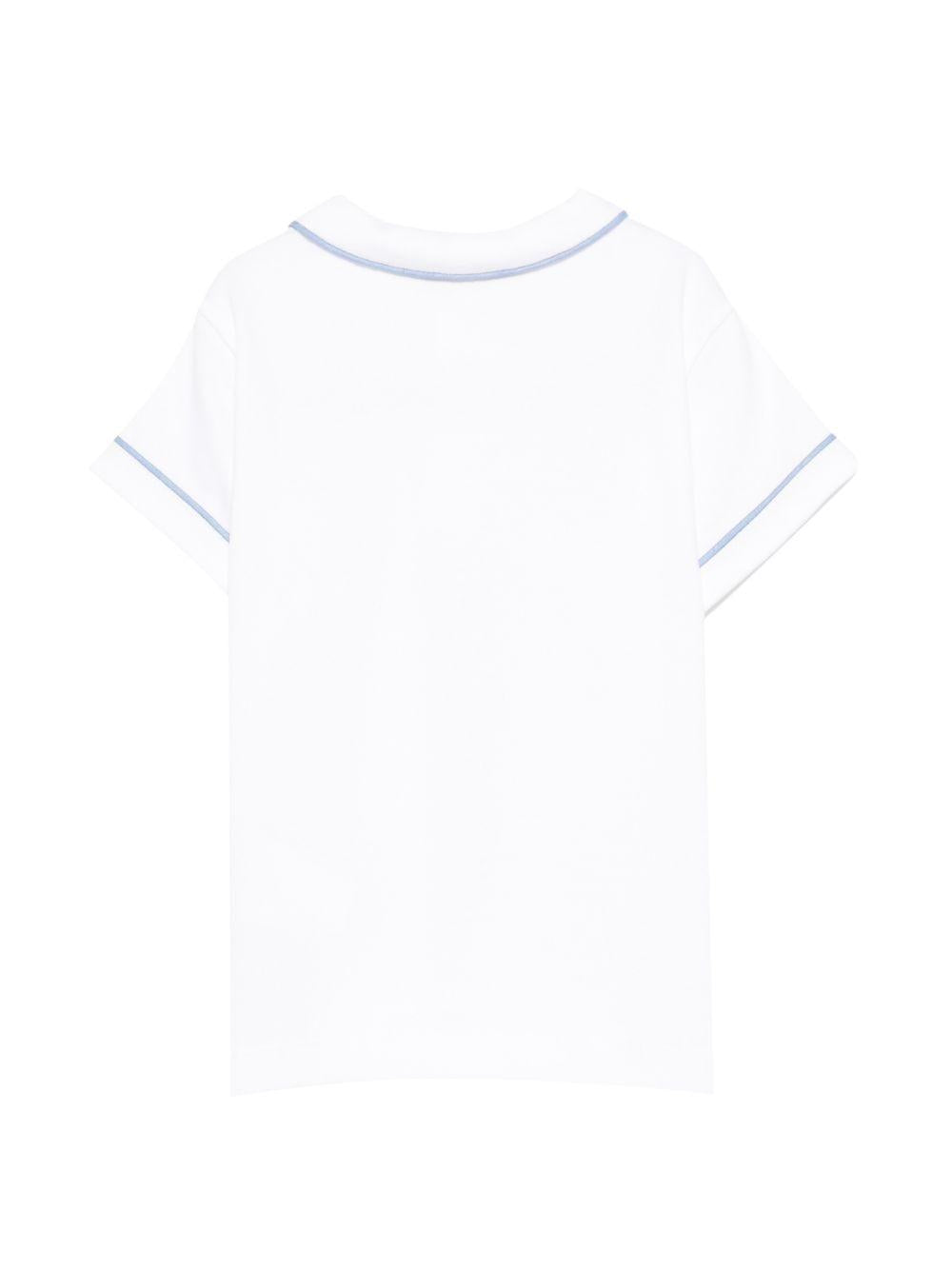T-shirt per neonato Mariella Ferrari bianca con colletto con dettagli azzurri CAY23 BIANCO AVIO MARIELLA FERRARI KIDS