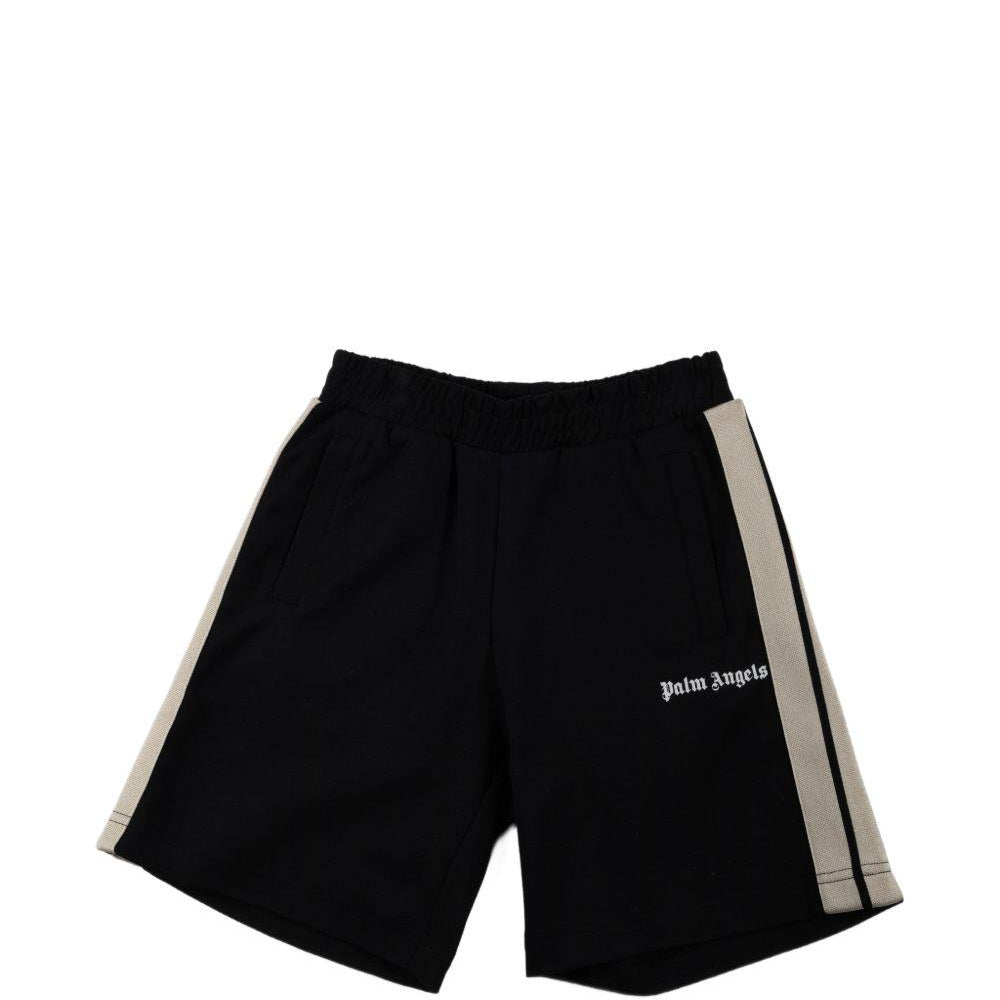 Shorts per bambino Palm Angels Kids nero con righe laterali PBCL001S26FAB001 110 PALM ANGELS KIDS