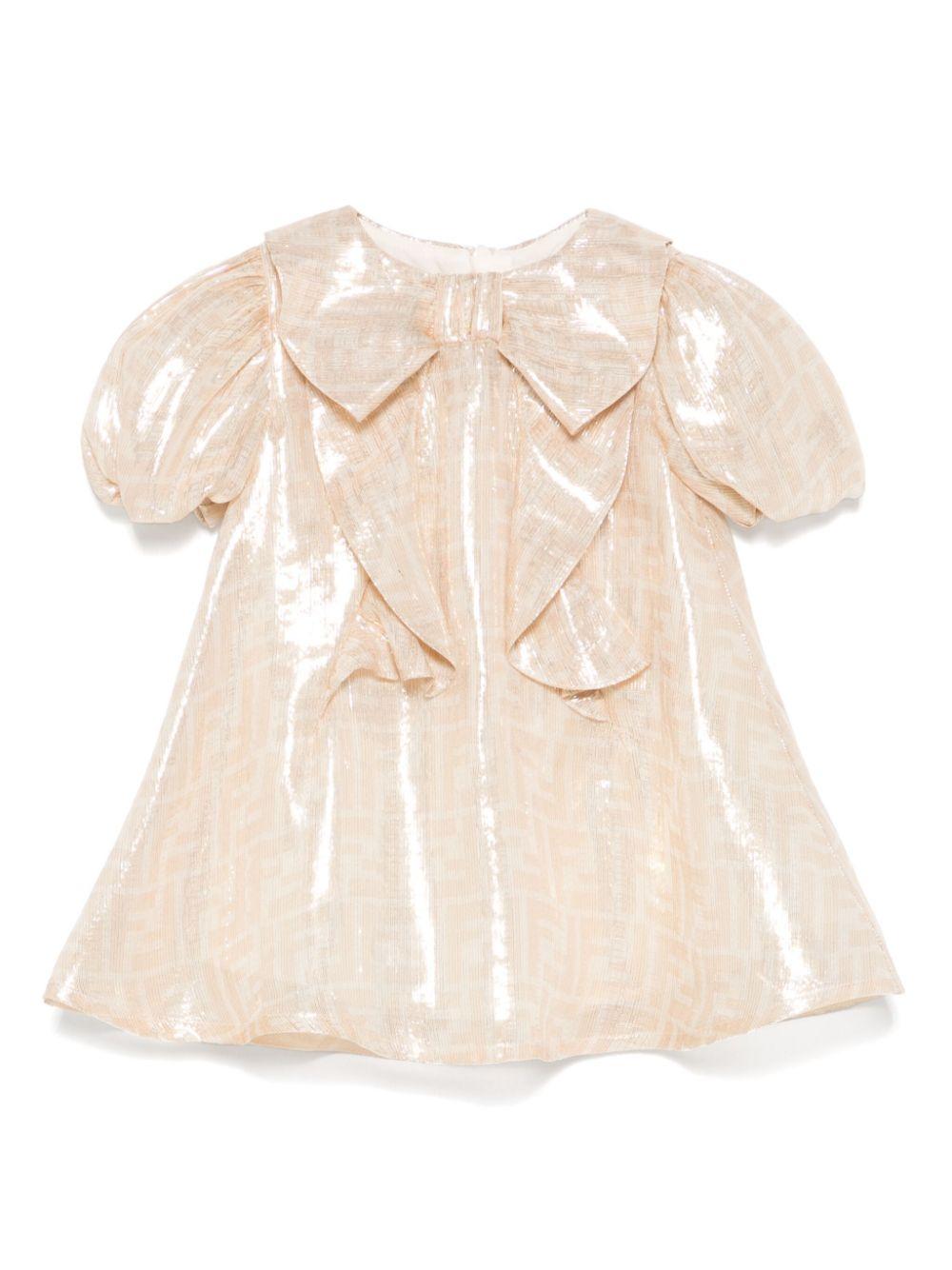 Abito per neonata Fendi Kids color oro con applicazione fiocco BFB548 ATRT F1P2N FENDI KIDS