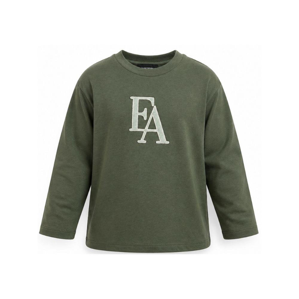 T-shirt per bambino Emporio Armani Kids verde con logo sul davanti EB001666 AF16162 U8114 EMPORIO ARMANI KIDS