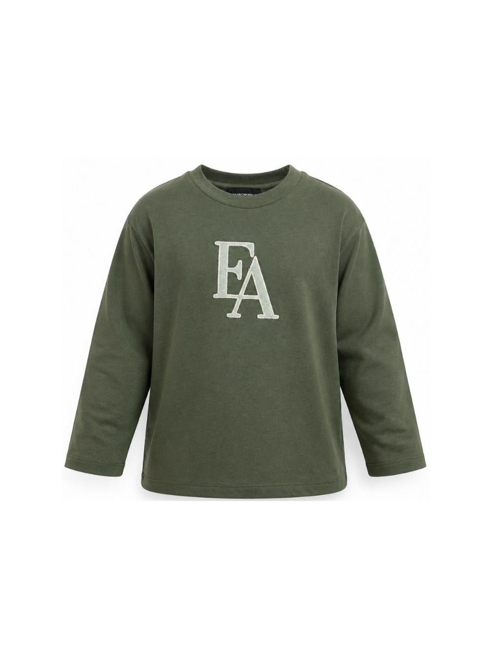 T-shirt per bambino Emporio Armani Kids verde con logo sul davanti EB001666 AF16162 U8114 EMPORIO ARMANI KIDS