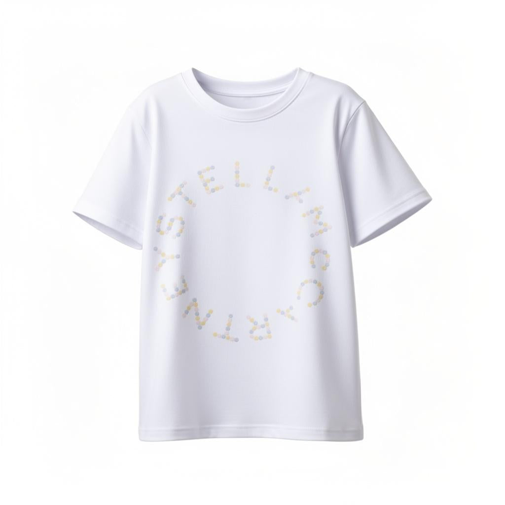 T-shirt per bambina Stella McCartney Kids bianca con stampa logo TY8C71 Z0434 100 STELLA McCARTNEY KIDS