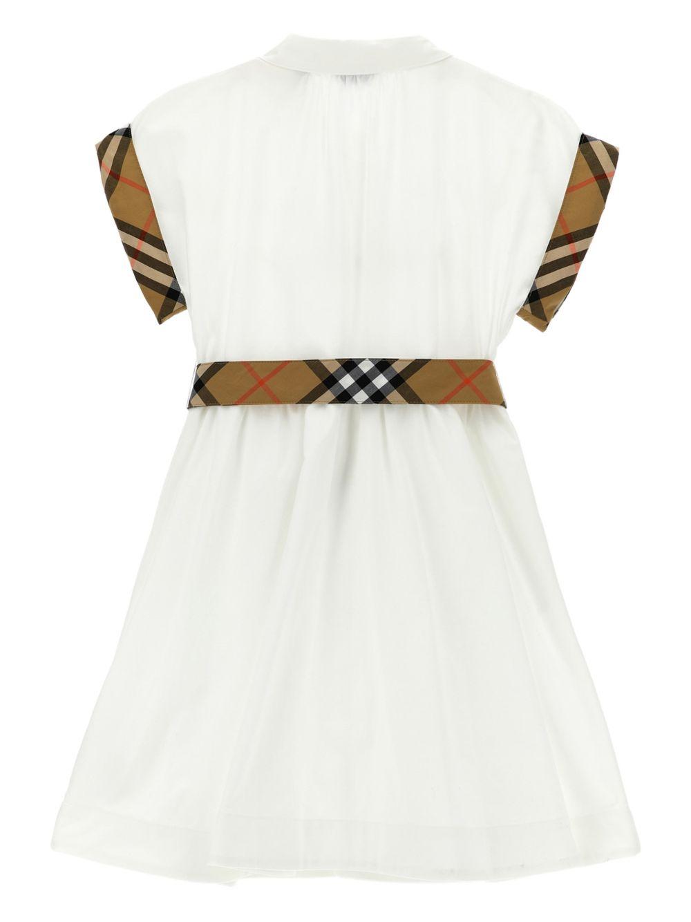 Abito per bambina Burberry Kids bianco con chiusura frontale con bottoni 8117162 A1464 BURBERRY KIDS