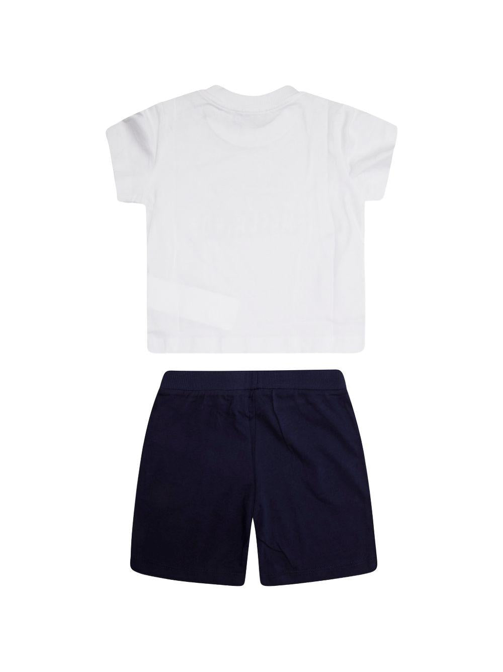 Set t-shirt e shorts per neonato Moschino Kids bianco e nero con stampa Teddy MXG00MLAA17 83240 MOSCHINO KIDS