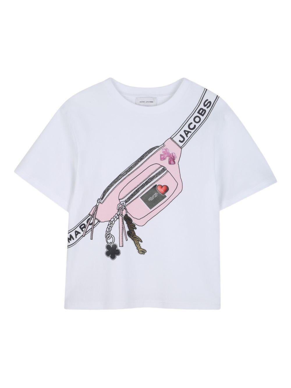 T-shirt per bambina The Marc Jacobs Kids bianca con dettaglio borsello W60742 10P THE MARC JACOBS KIDS