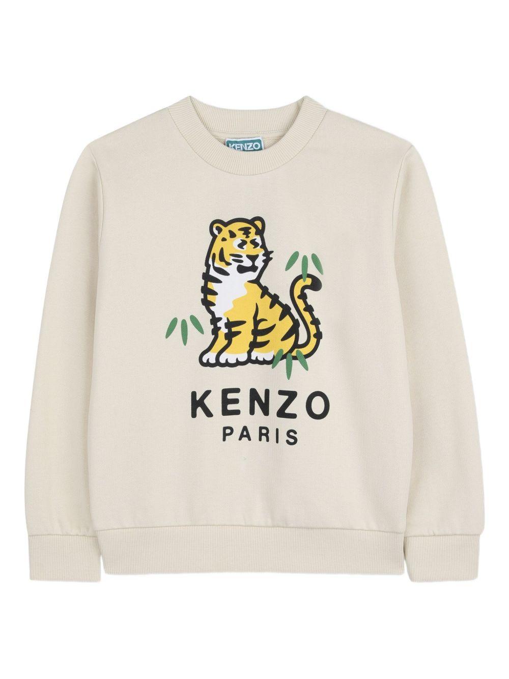 Felpa per bambino Kenzo Kids beige con stampa tigre sul davanti K61879 255 KENZO KIDS