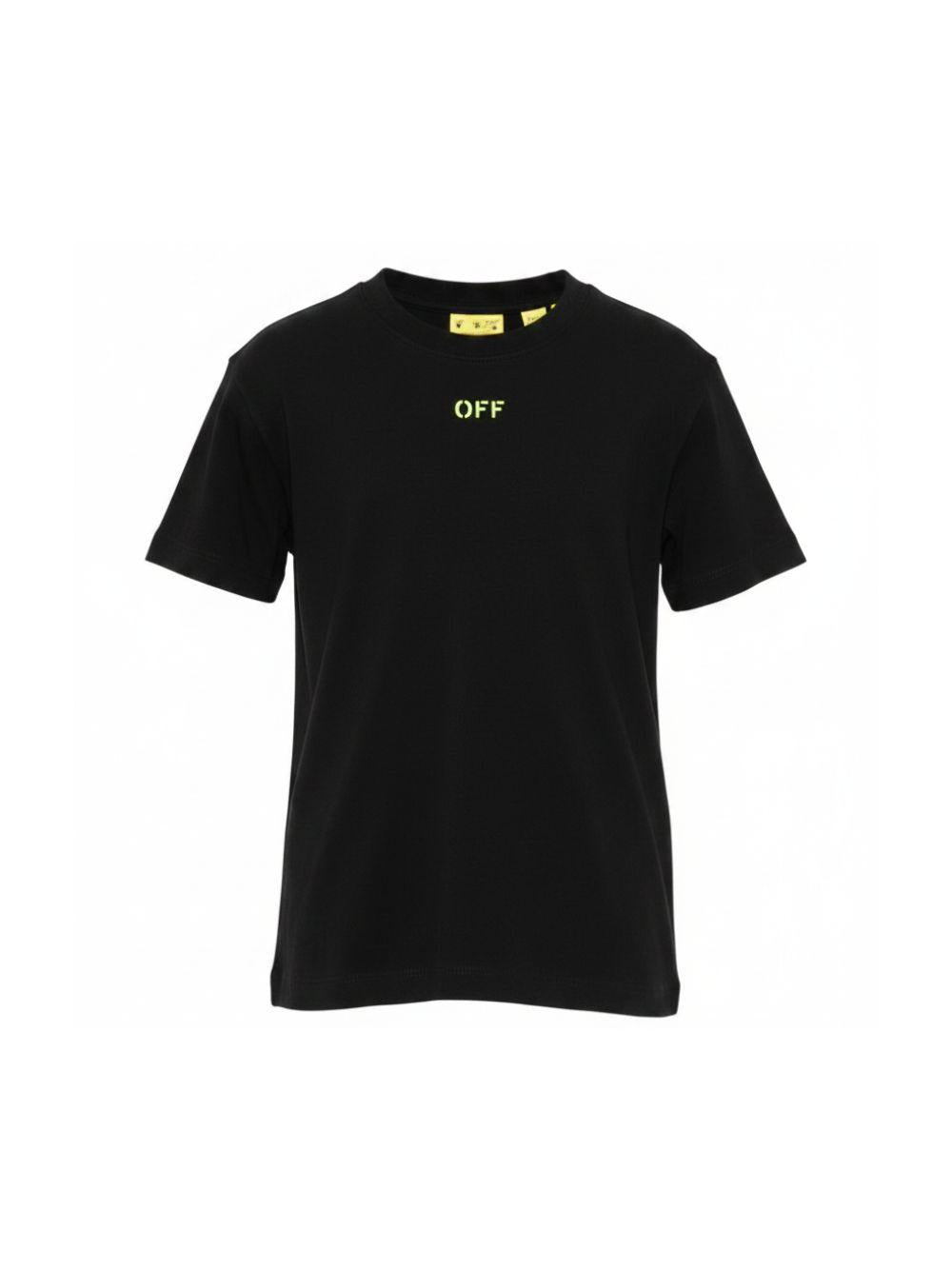 T-shirt per bambino Off-White Kids nera con logo sul davanti 44BAA002S26J004 001 OFF WHITE KIDS