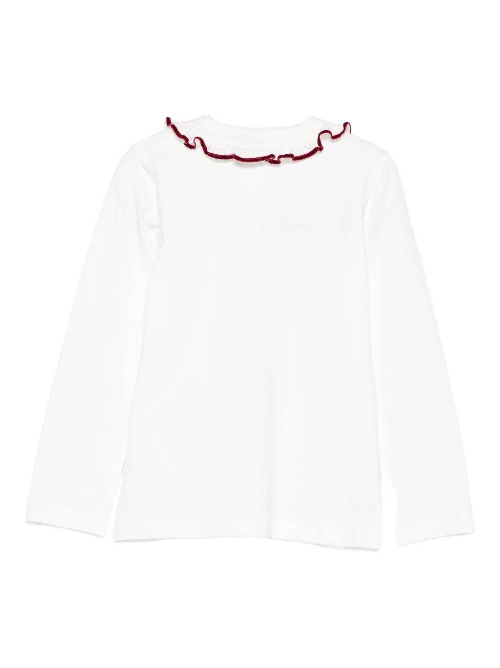T-shirt per neonata Mariella Ferrari bianco con rifiniture bordeaux CM929MLNB 093B MARIELLA FERRARI