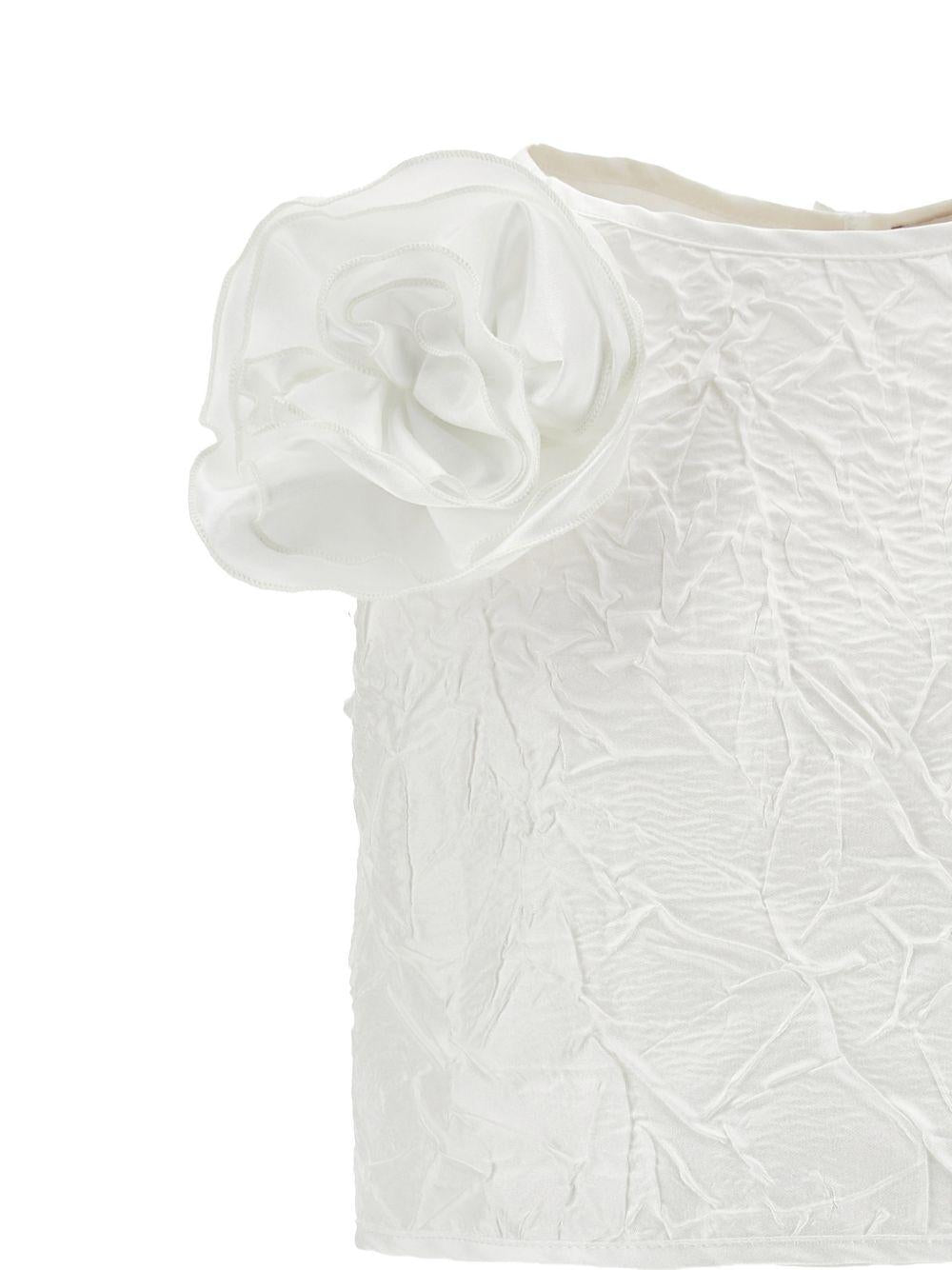 Set per bambina top e gonna Monnalisa bianca con applicazioni a fiore 71G501 7305 0001 MONNALISA KIDS