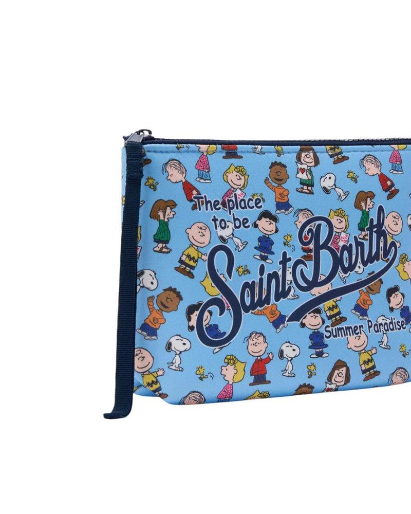 Pochette Aline MC2 Saint Barth x Peanuts azzurra con stampa grafica all-over ALIN001 02290L MC2 ST. BARTH KIDS