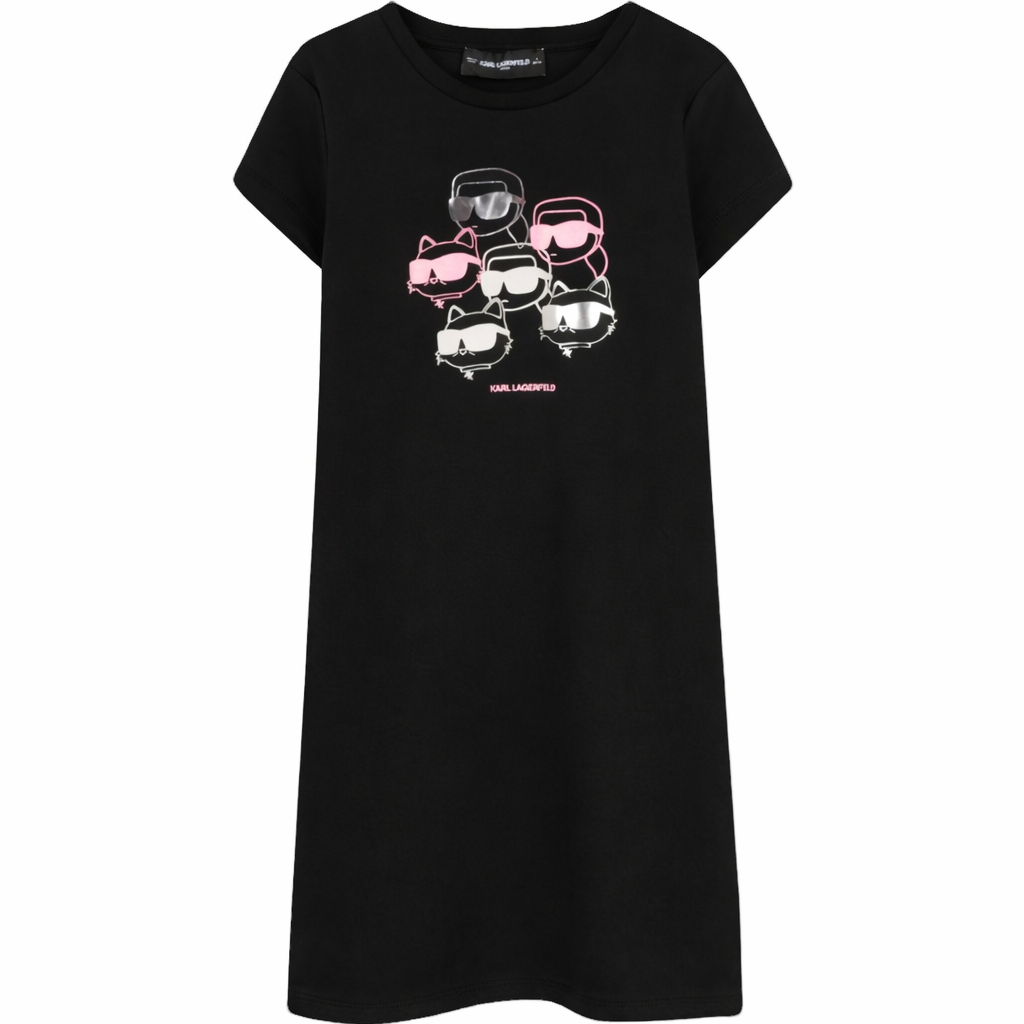 Abito per bambina Karl Lagerfeld Kids nero con stampa grafica Z31155 09B KARL LAGERFELD KIDS
