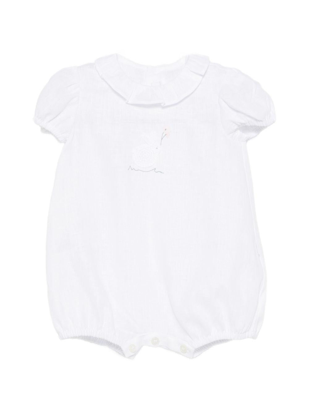 Tutina per neonati Il Gufo bianca con colletto a balze P26GPQ0005L0002 010 IL GUFO