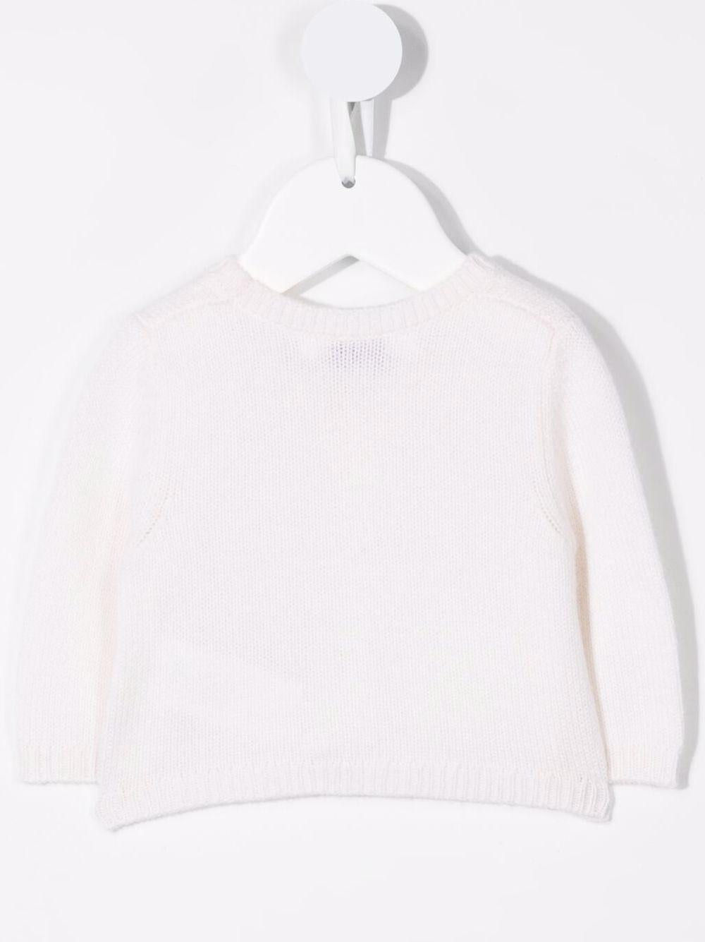Cardigan per neonata Bonpoint bianco con scollo a V PEBDA2734CA 002 BONPOINT