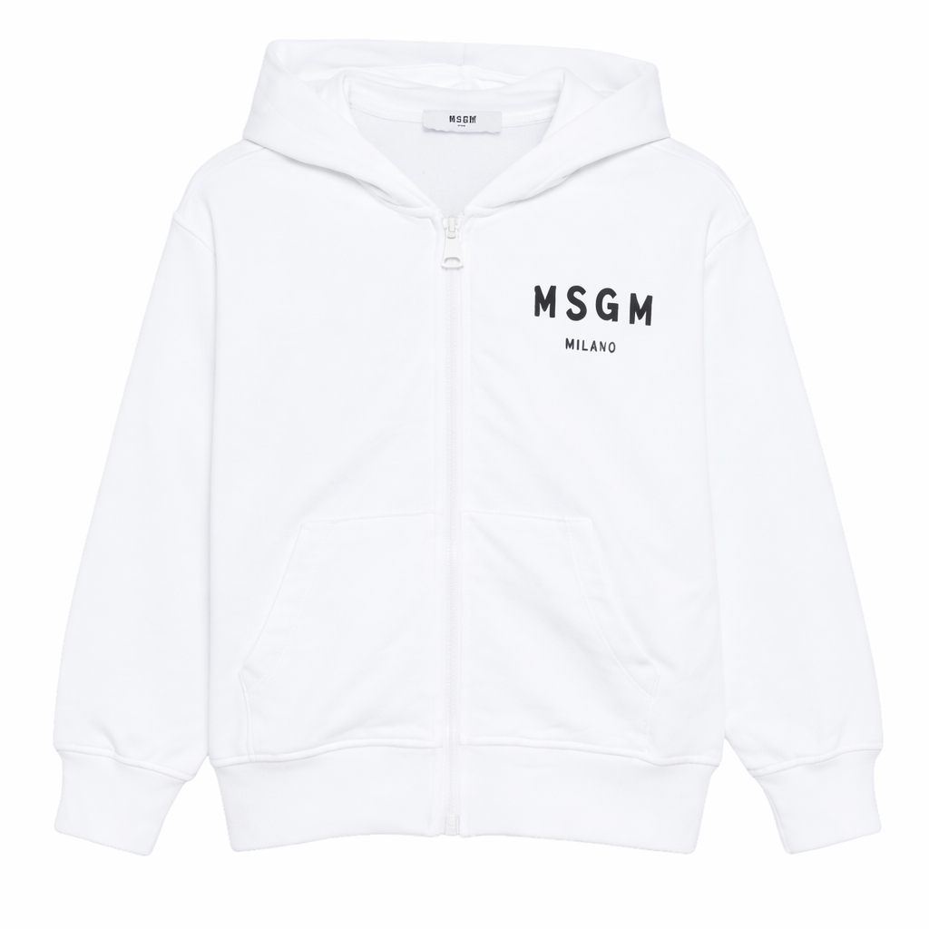 Felpa per bambini MSGM Kids bianca con logo sul davanti S6MSJUZH065 001 MSGM KIDS