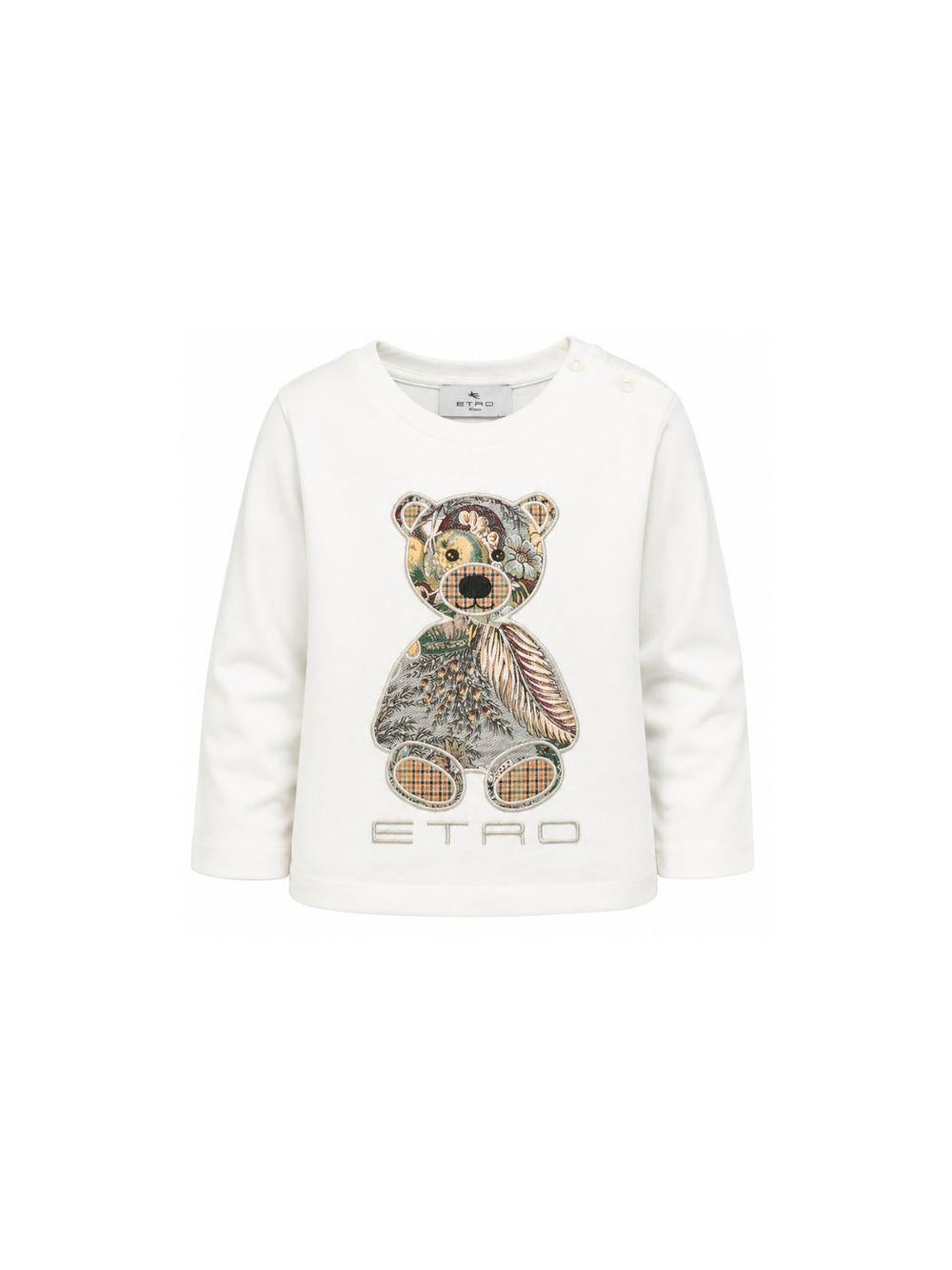 T-shirt per neonati Etro Kids bianca con ricamo orsetto sul davanti GZ8520 Z3672 102 ETRO KIDS