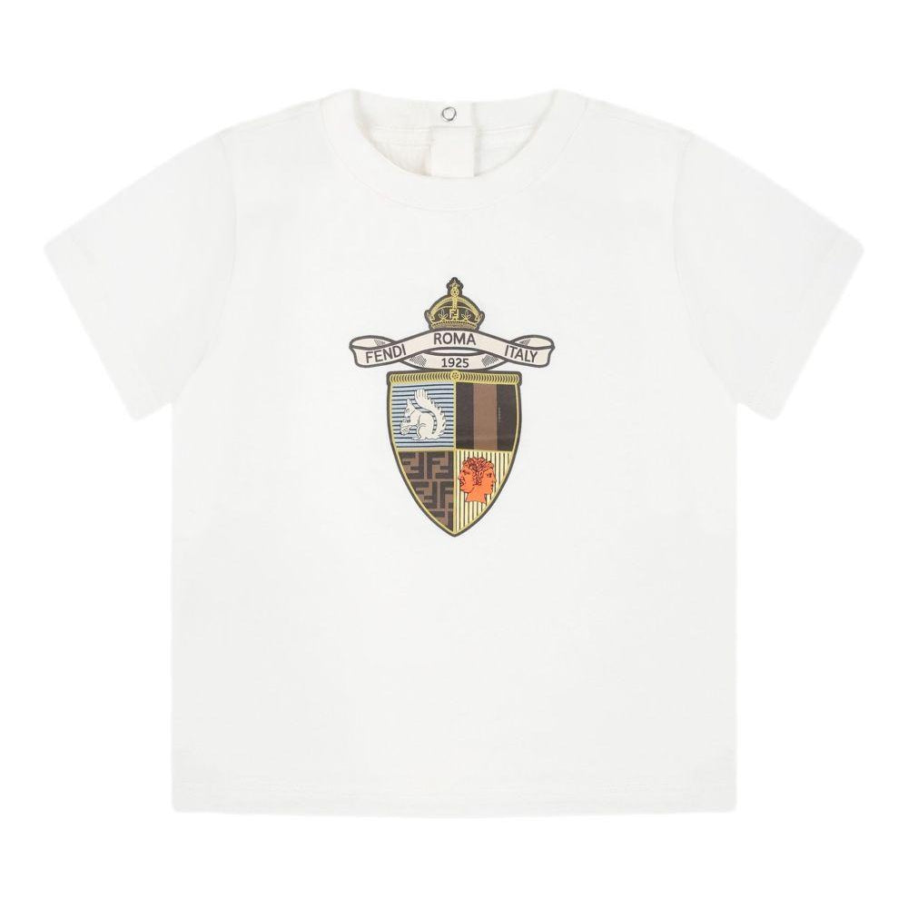 T-shirt per neonato Fendi Kids bianco con stampa grafica sul davanti BMI262 7AJ F0TU9 FENDI KIDS