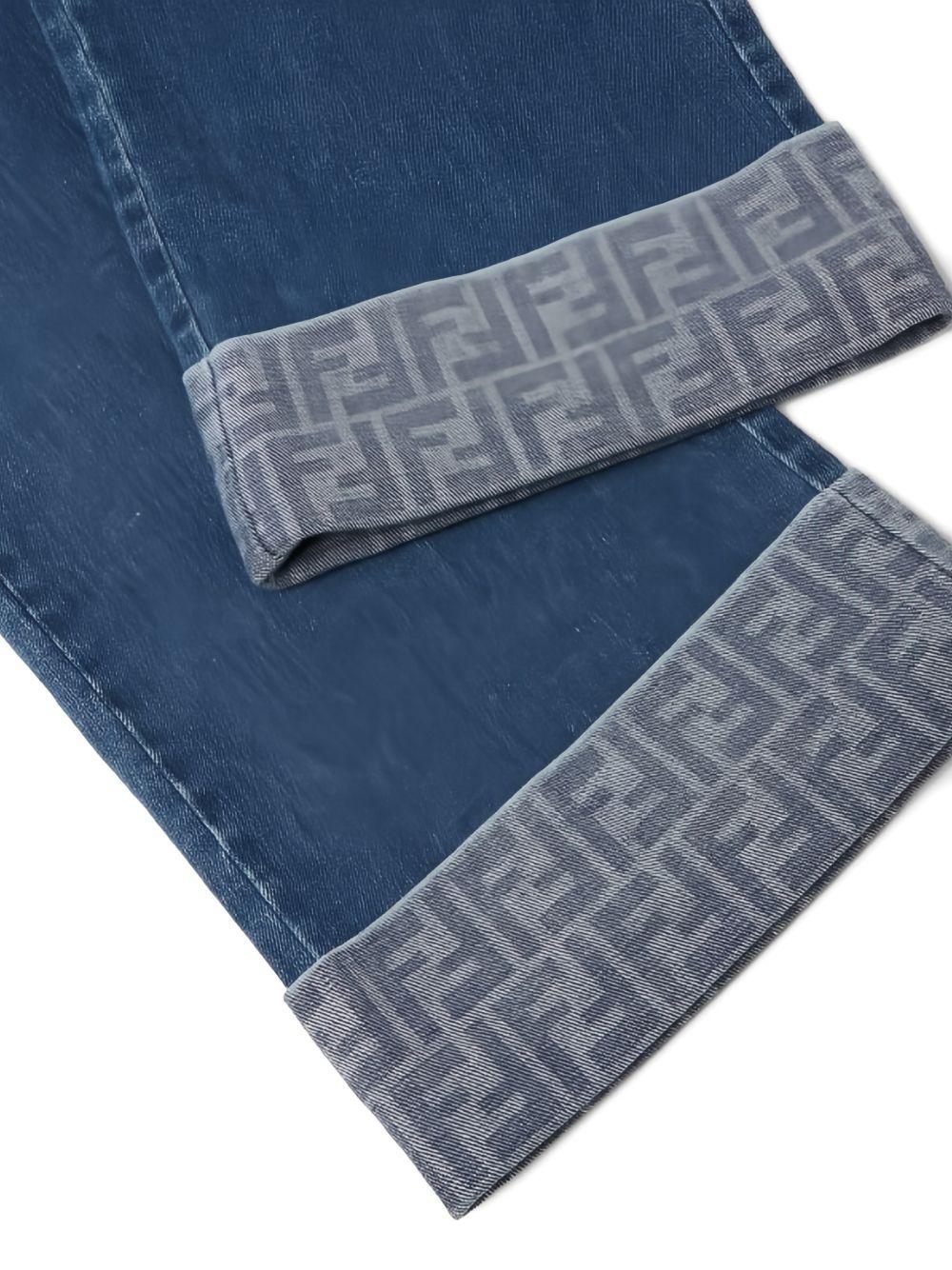 Jeans per bambina Fendi Kids blu a gamba ampia JFF385 AVVU F0QG0 FENDI KIDS