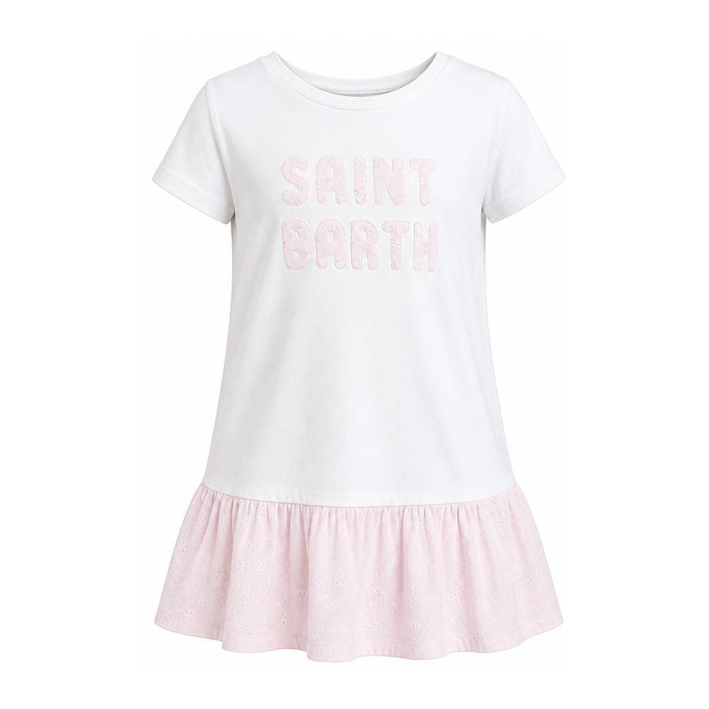 Abito Abbey da bambina MC2 Saint Barth Kids bianco con volant in pizzo sangallo ABY0002 03585L MC2 ST. BARTH KIDS
