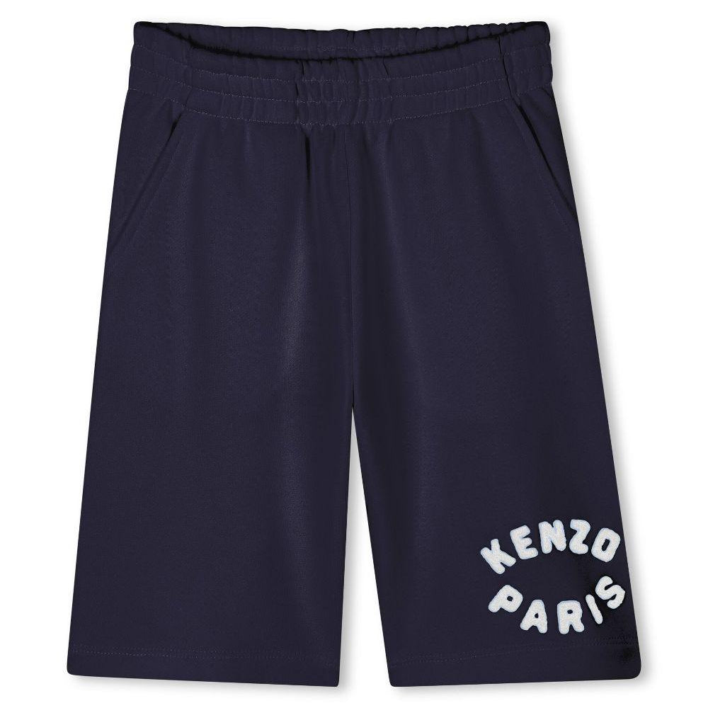 Bermuda per bambino Kenzo Kids blu con applicazione logo sulla gamba K61181 848 KENZO KIDS