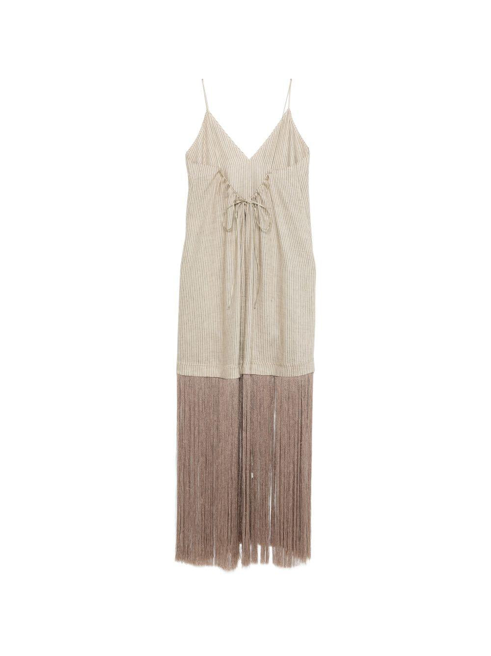 Abito per donna Alysi beige con dettaglio frange 116354 P6220 CM ALYSI