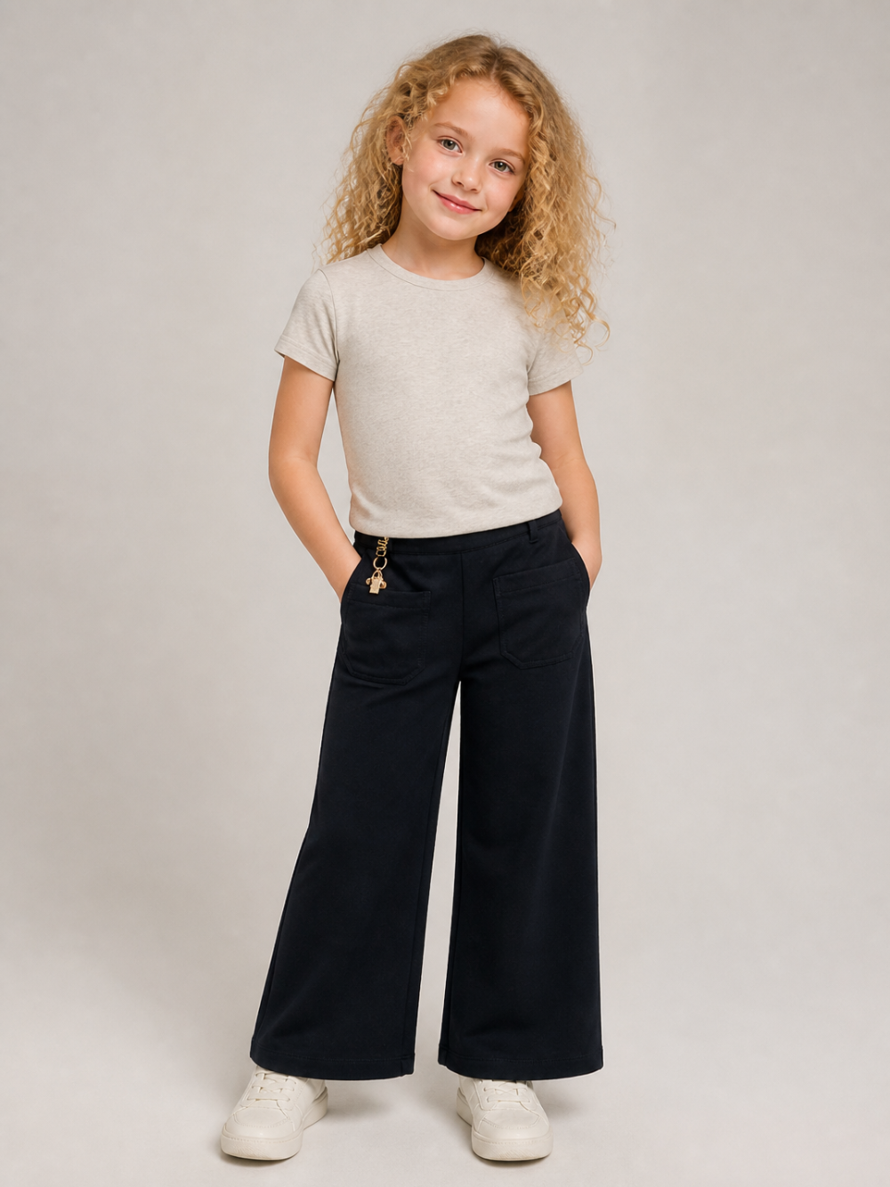 Pantaloni per bambina Chloè Kids blu navy con dettaglio lucchetto C21264 859 CHLOE' KIDS
