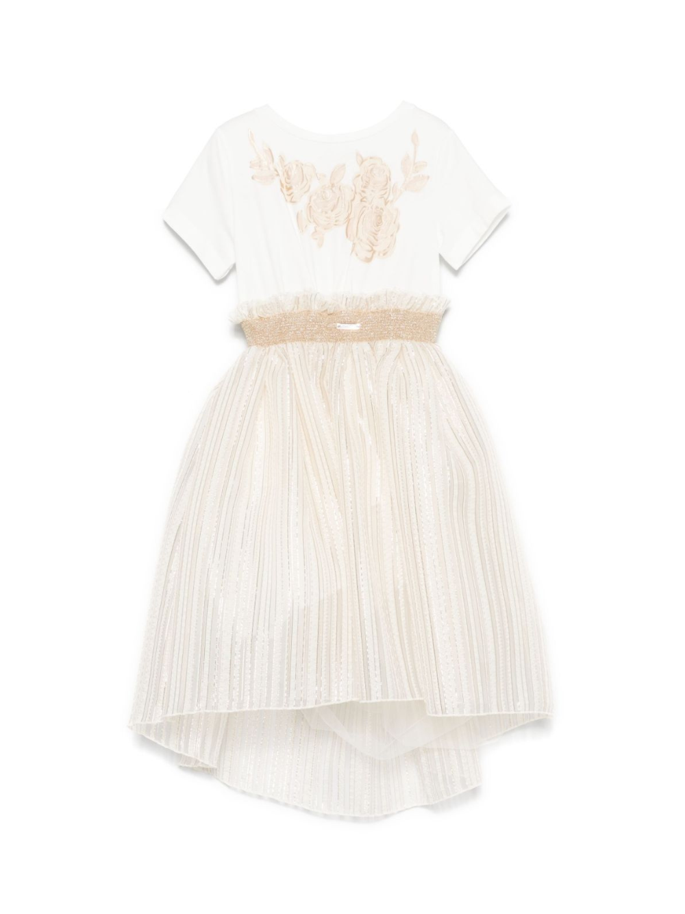 Abito per bambina Monnalisa bianco con dettagli ruches e lurex 71E954RM 5903 0170 MONNALISA