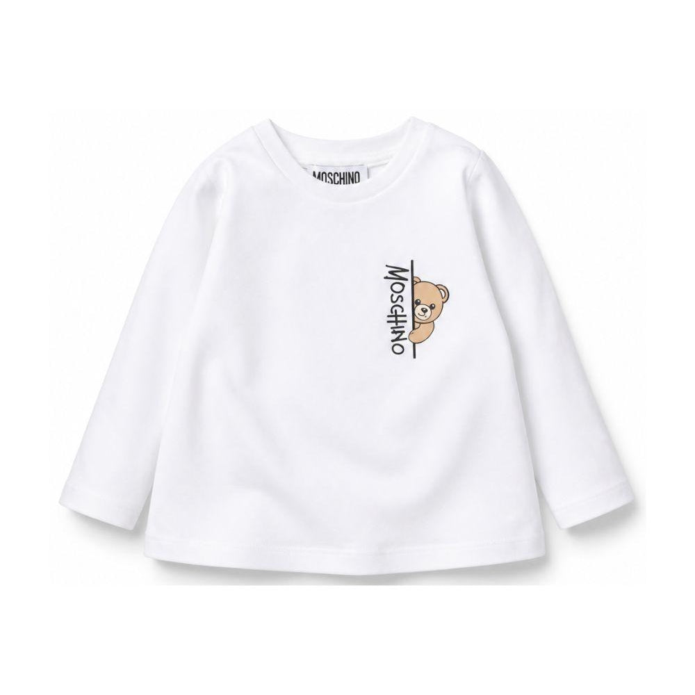 T-shirt per neonati Moschino Kids bianca con dettaglio Teddy Bear MNO014LAA58 10101 MOSCHINO KIDS
