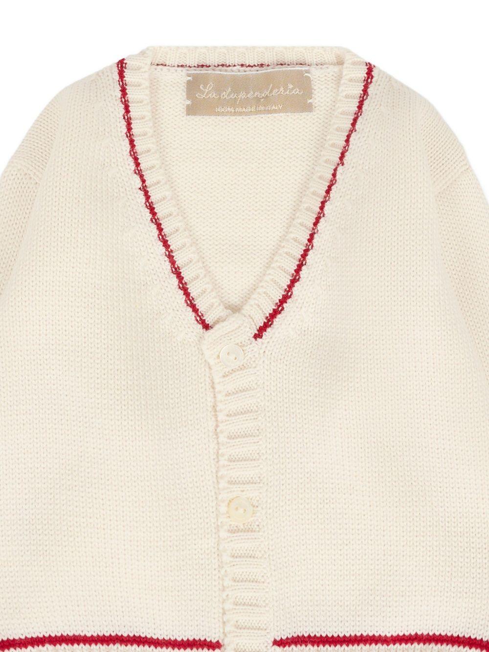 Cardigan per neonato La Stupenderia bianco con scollo a V 1WCCR61 826 LA STUPENDERIA