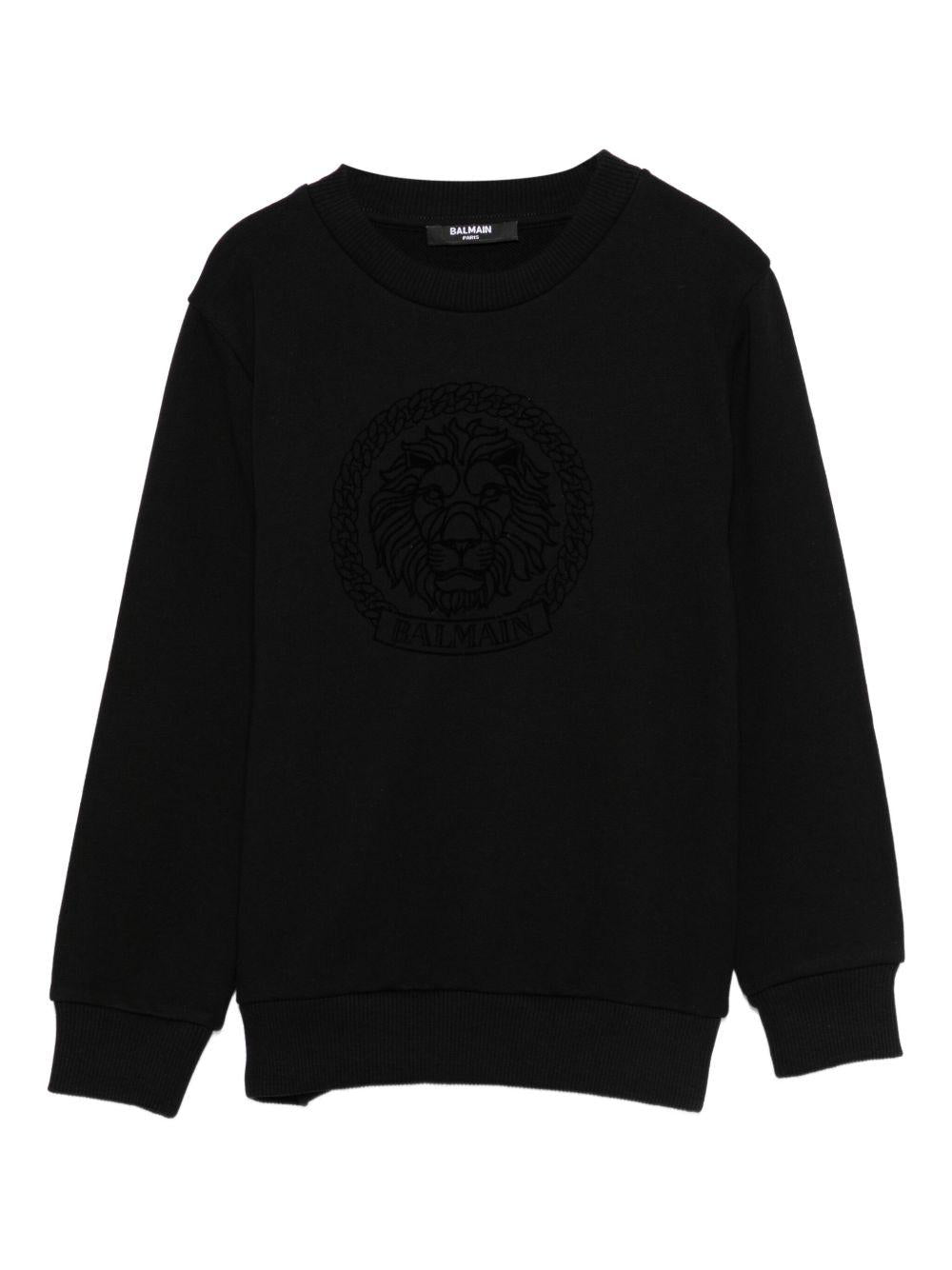 Felpa per bambino Balmain Kids nero con testa di leone BX4R30 Z3183 930NE BALMAIN KIDS