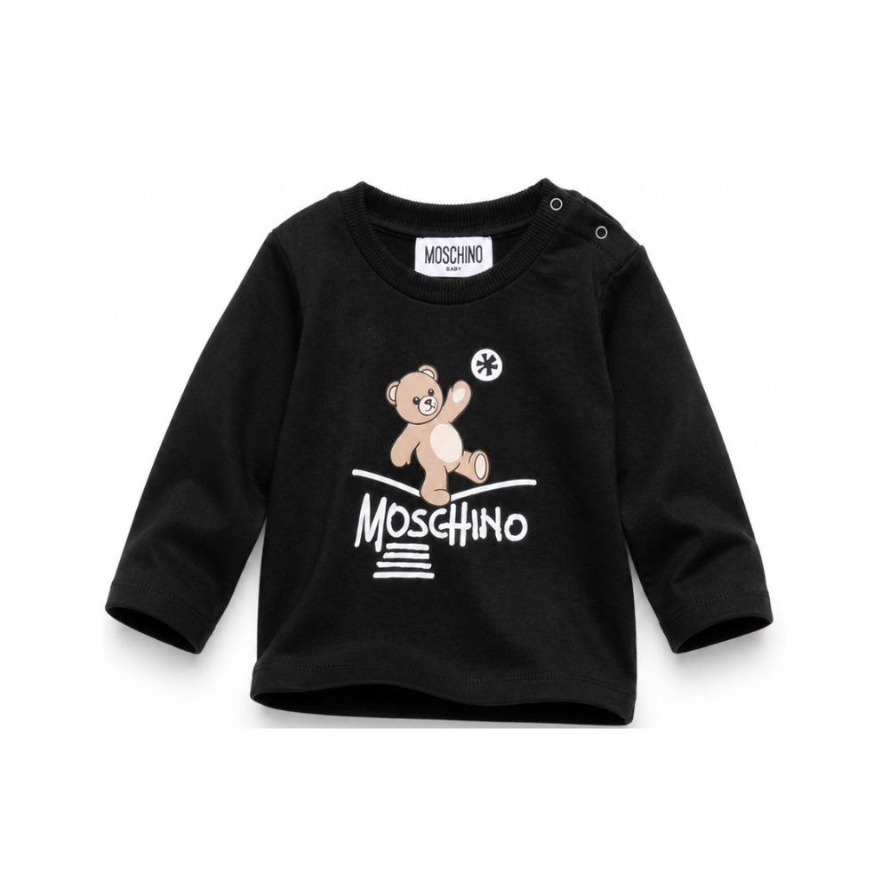 T-shirt per neonati Moschino Kids nera con motivo Teddy Bear MOO014LAA20 60100 MOSCHINO KIDS