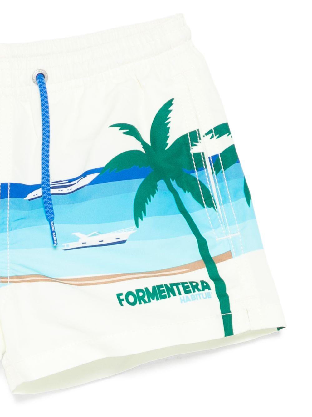 Costume per bambino MC2 Saint Barth Kids beige con stampa grafica "Formentera" HAI0001 02279L MC2 ST. BARTH KIDS